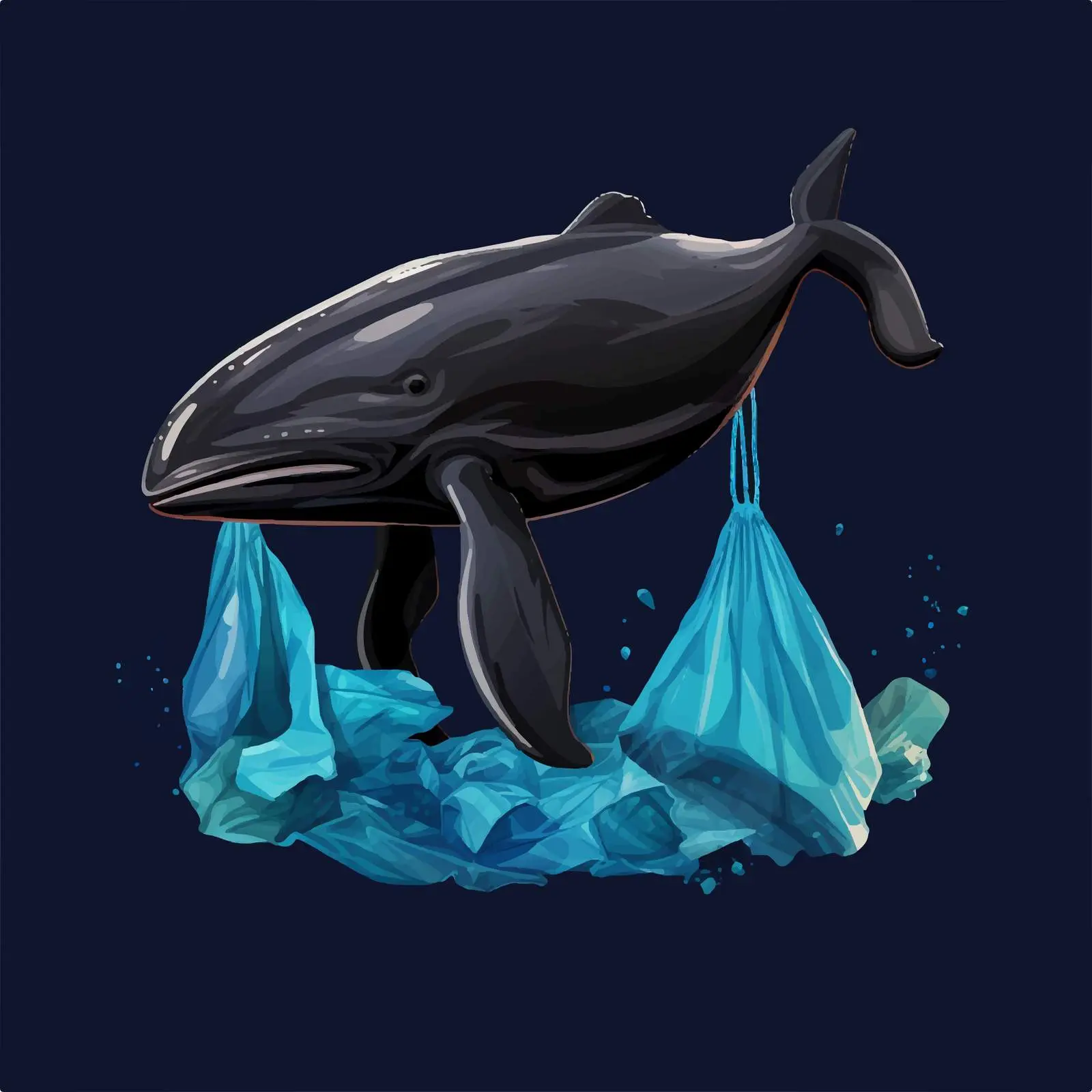 Blue Whale Silhouette Made from Garbage Bag – free garbage bag image from Dotvec