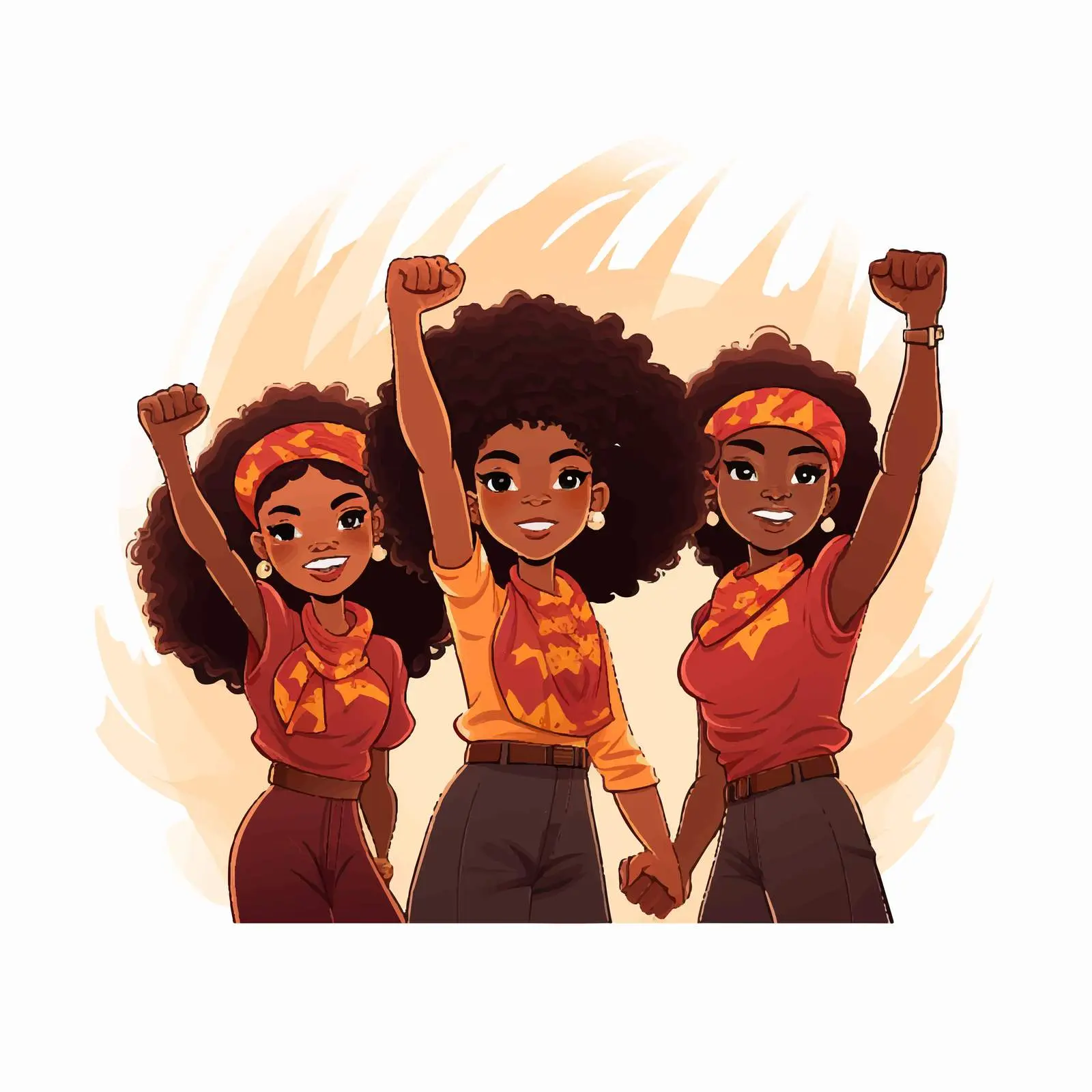 African Cartoon Girls Celebrating Black History Month – free protest image from Dotvec