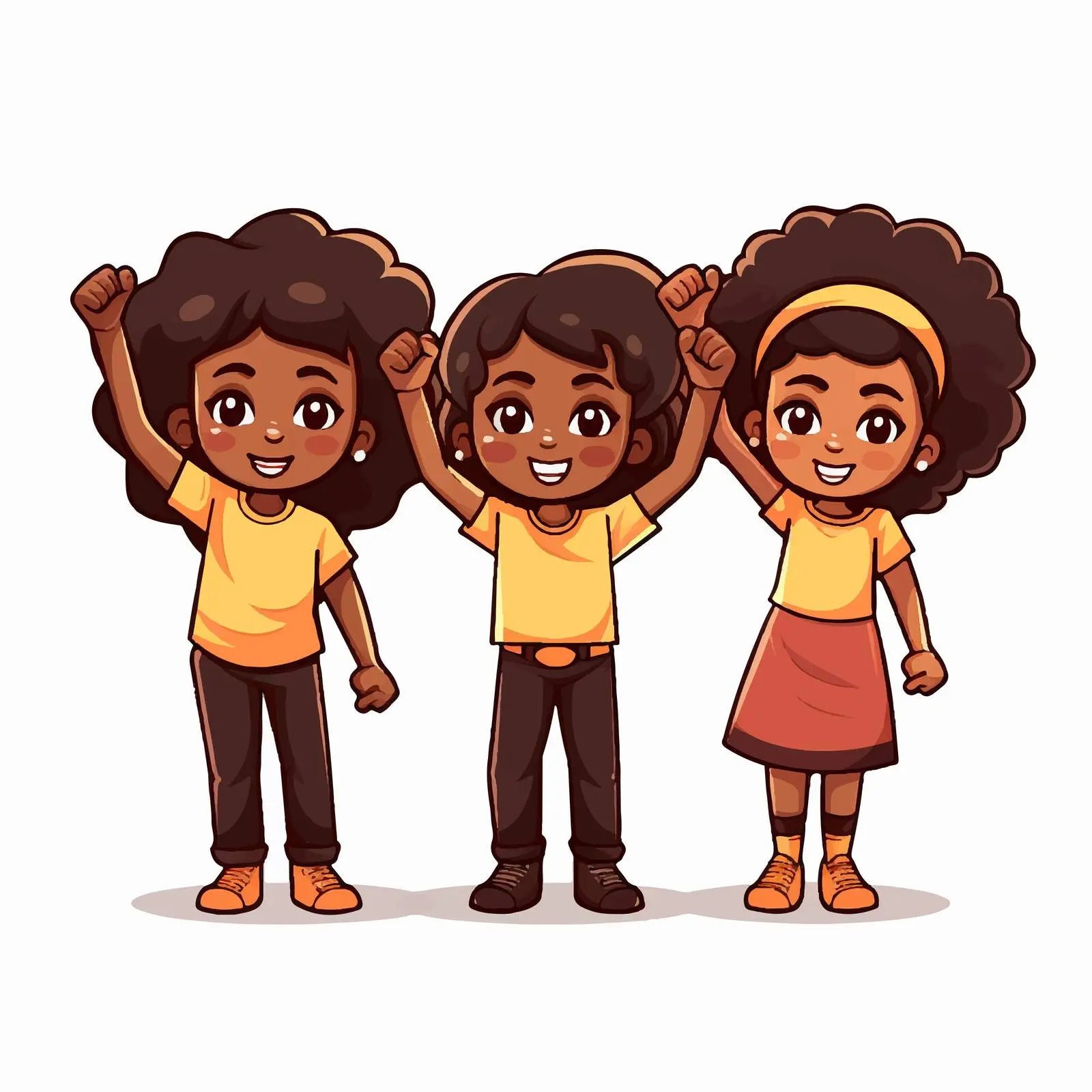 Empowered African Cartoon Girls for Black History Month – free cartoon characters image from Dotvec