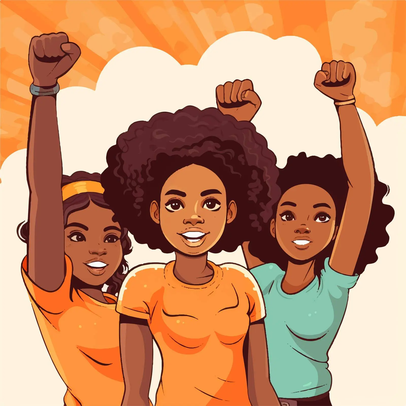 African Cartoon Girls Celebrating Black History Month – free strength image from Dotvec