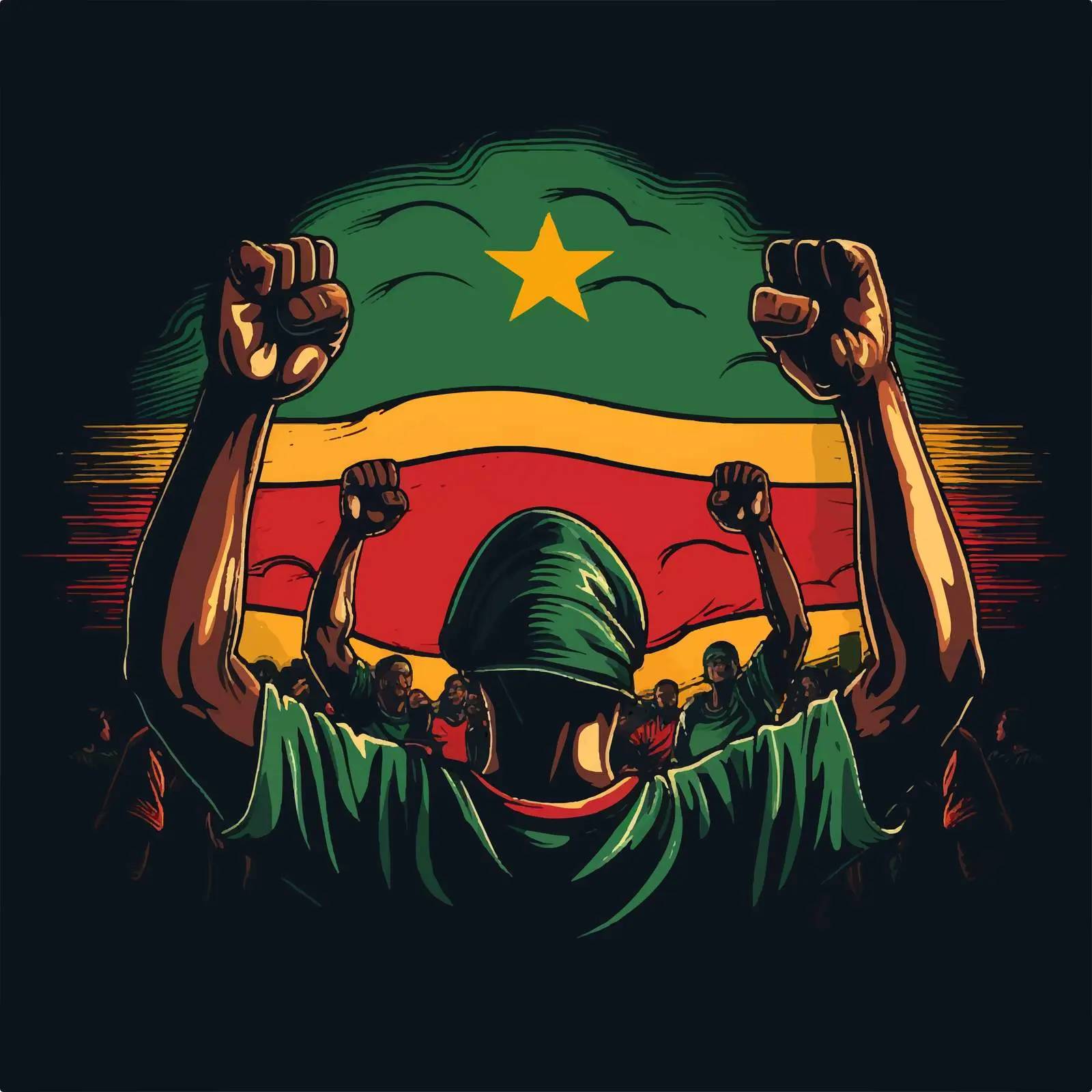 South Africa Flag Hand Drawn Vector for Black History Month — free download from Dotvec