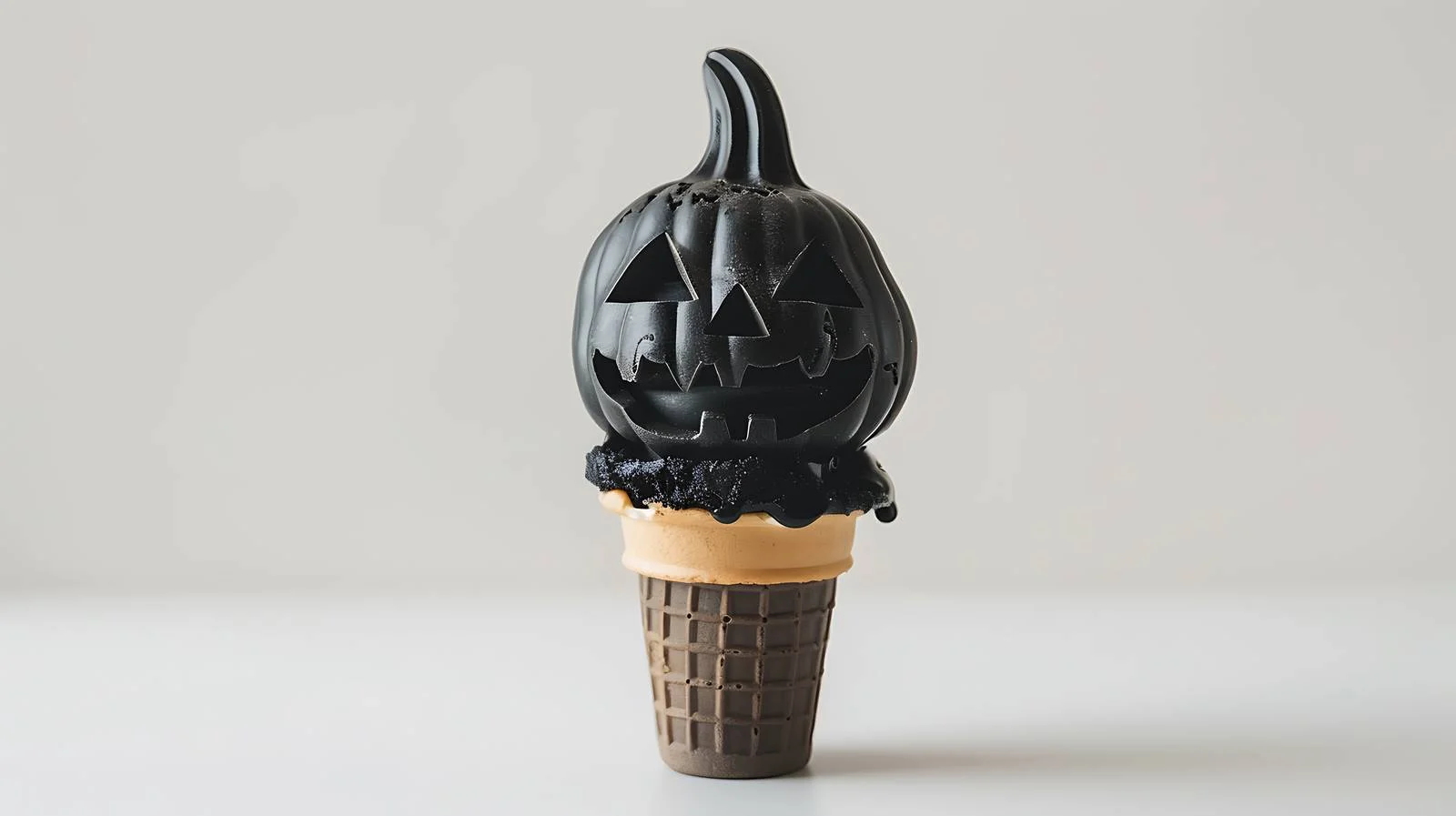 Black Ice Cream Cone with Pumpkin — free download from Dotvec