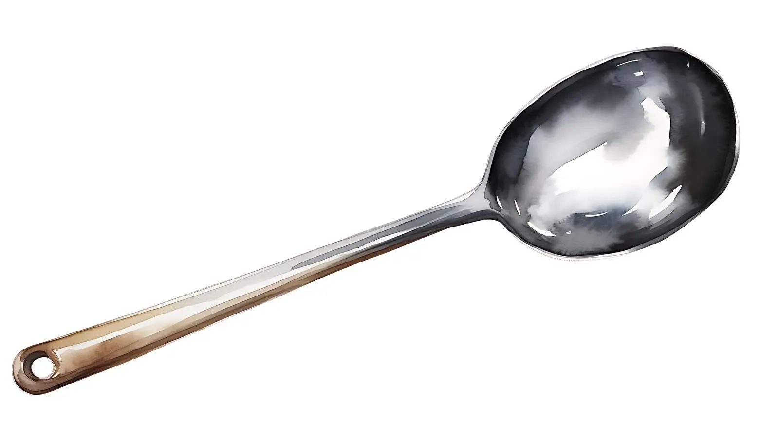 Elegant Black Silver Ladle Watercolor Illustration — free download from Dotvec