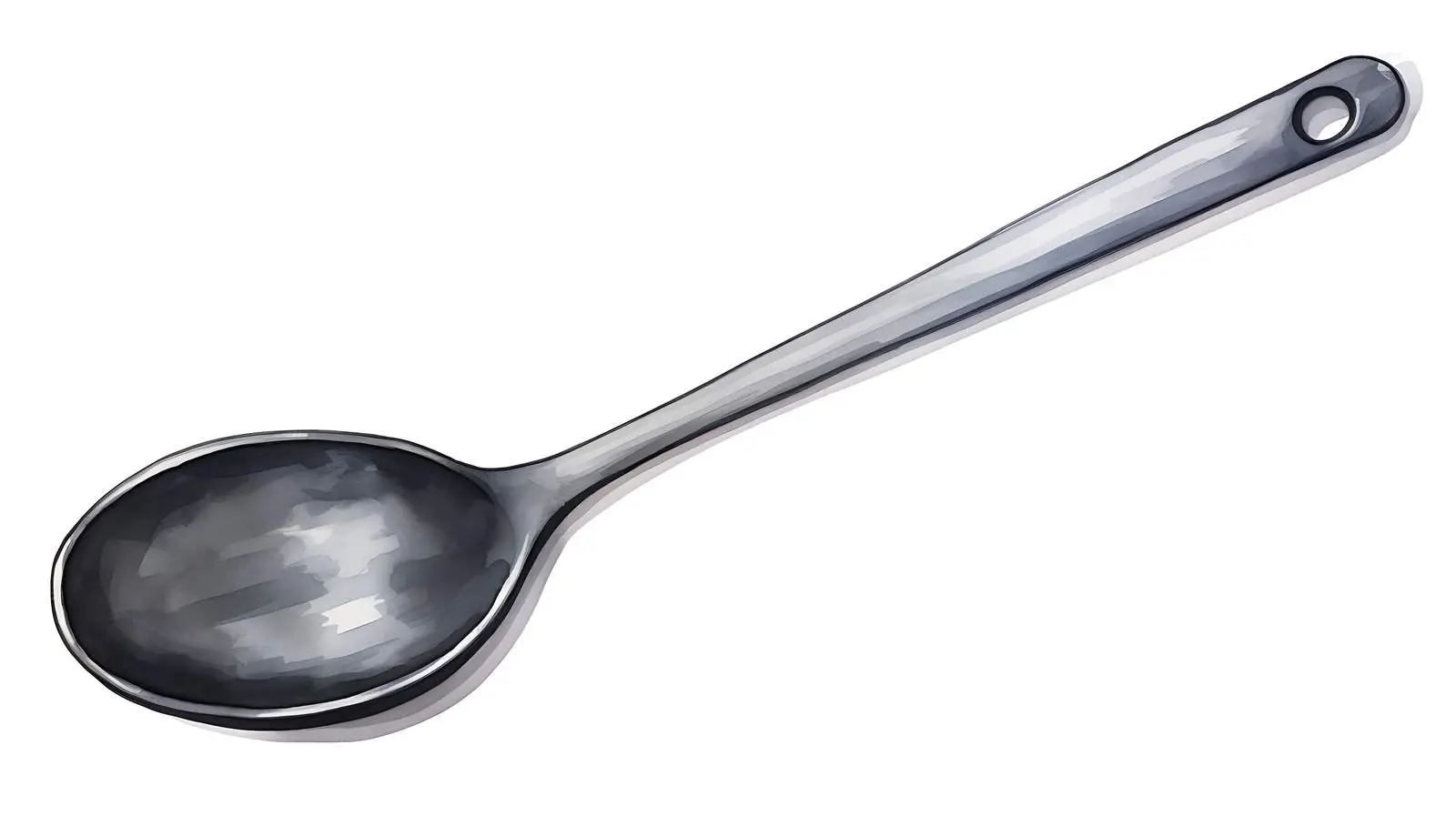 Hand-drawn Black Ladle with Silver Handle — free download from Dotvec