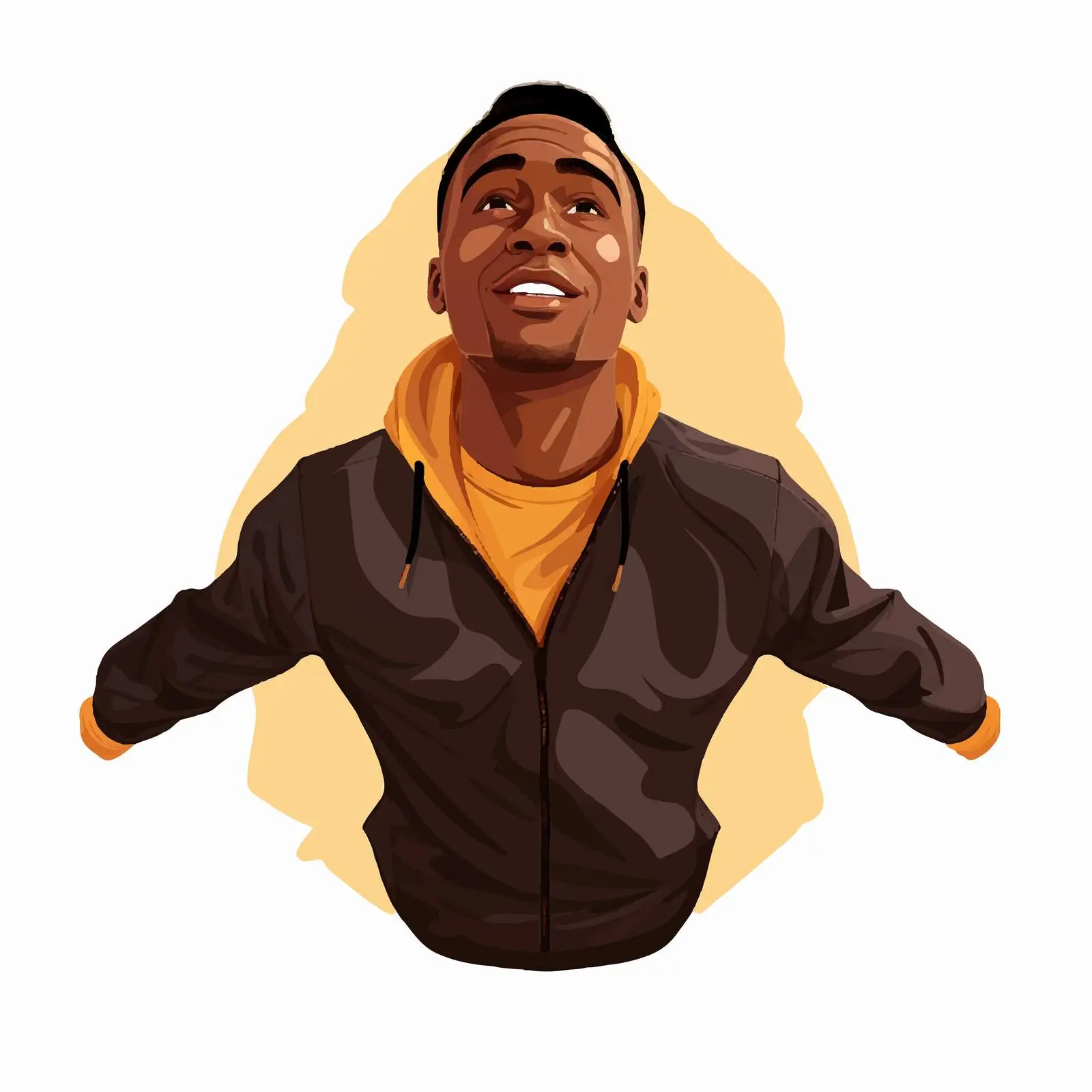 Black Male Character Looking Up from Top View — free download from Dotvec