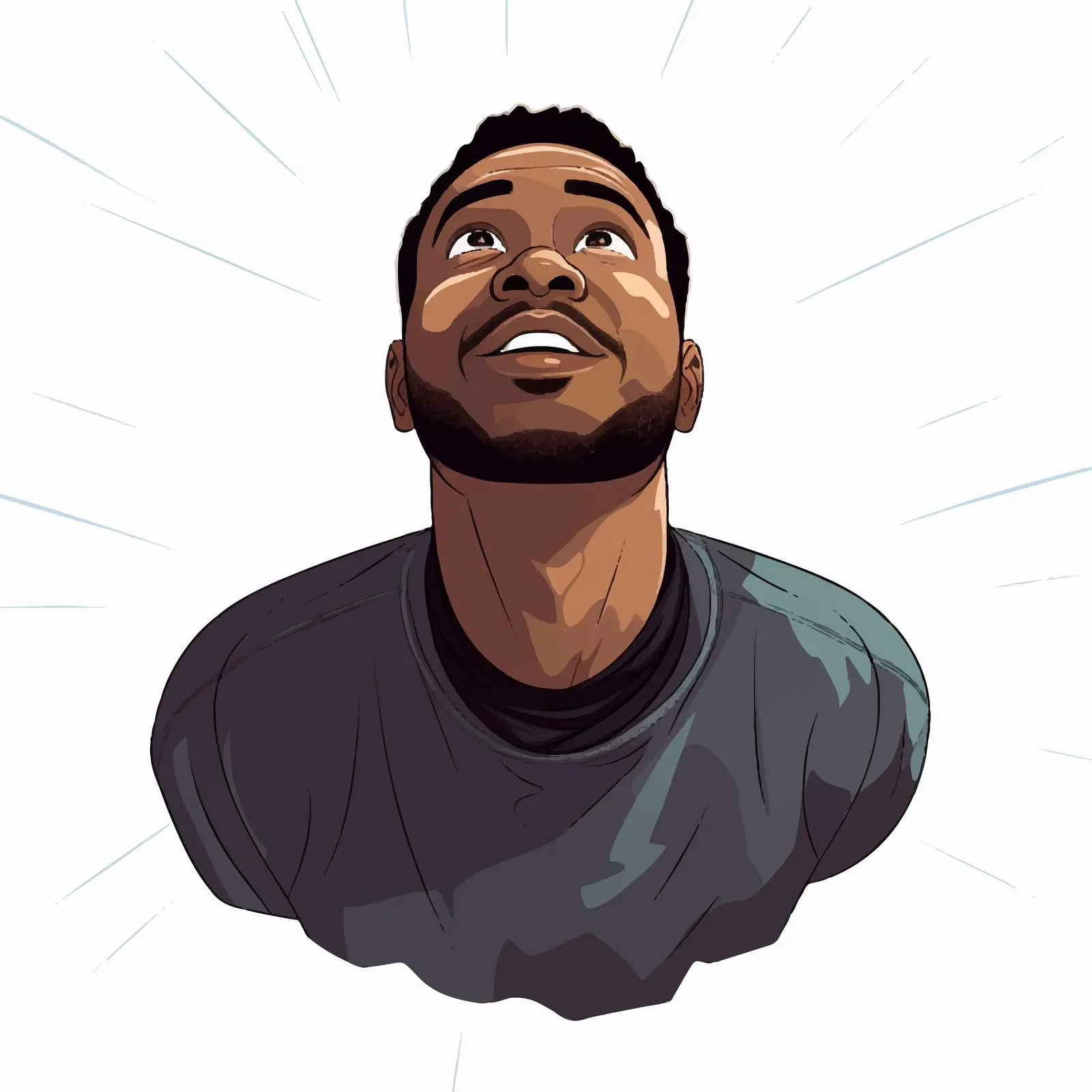 Top View of Black Male Character Looking Up – free caucasian image from Dotvec