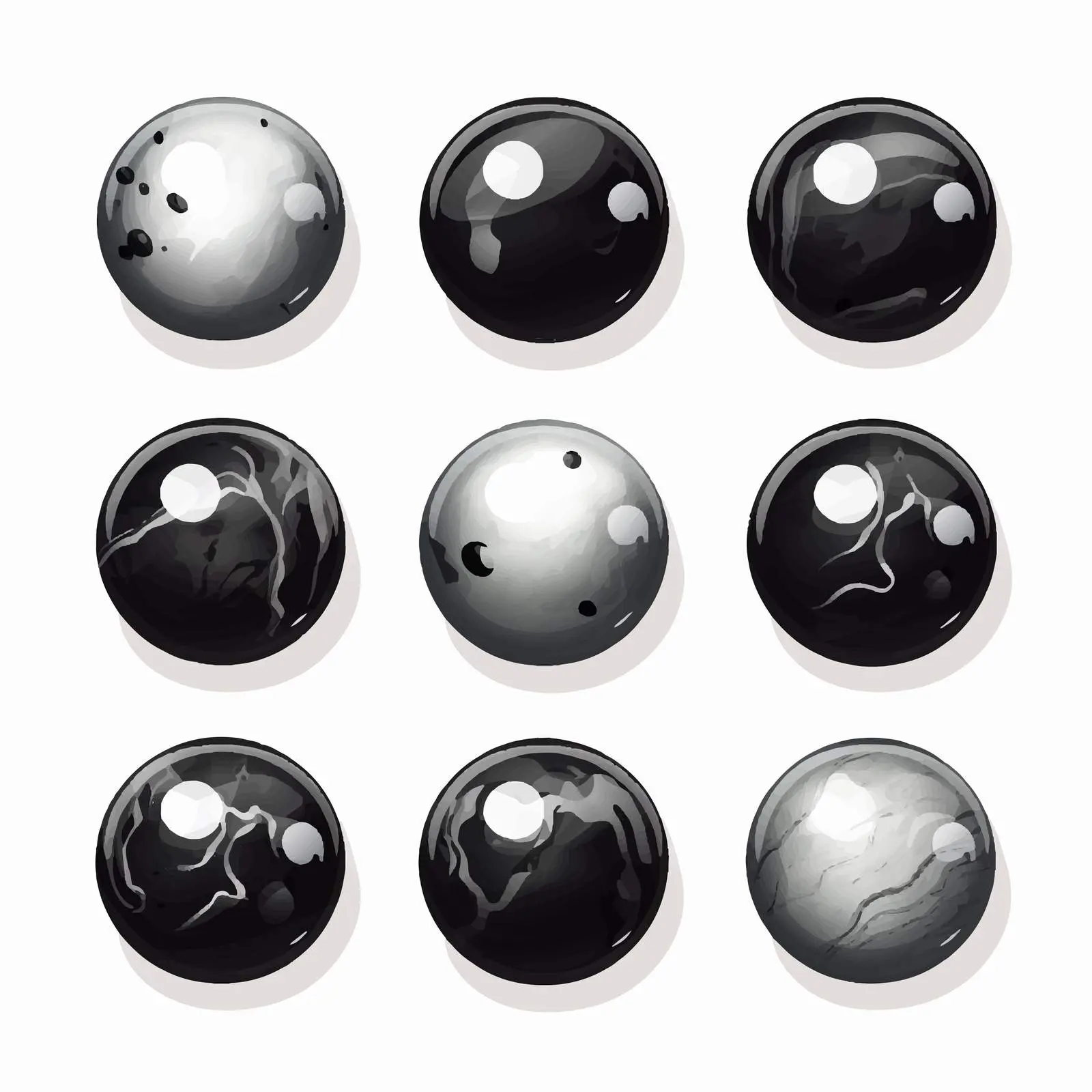 Black Marbles Vector Illustration on White Background — free download from Dotvec