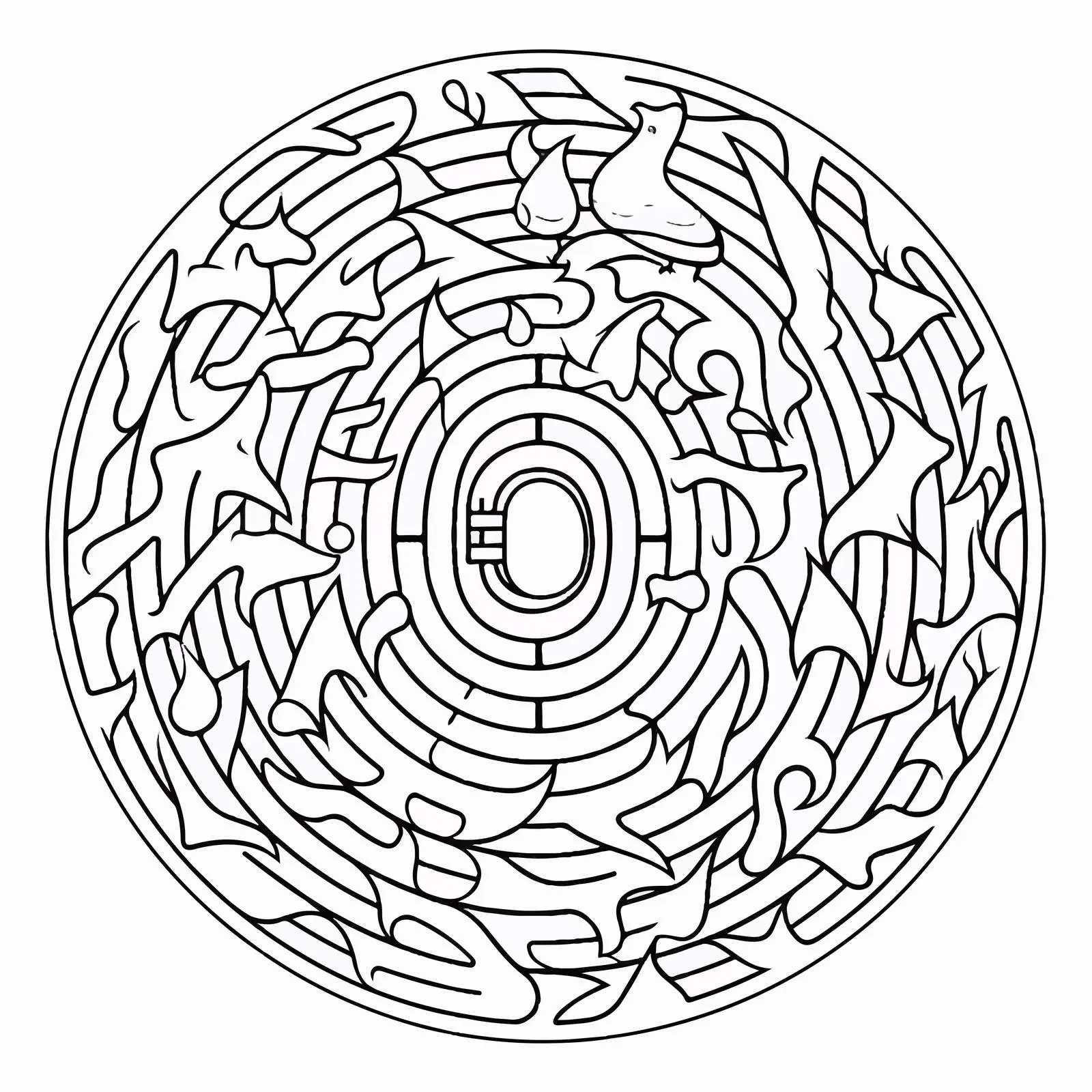 Black Oval Labyrinth Activity for Kids – free learning tools image from Dotvec