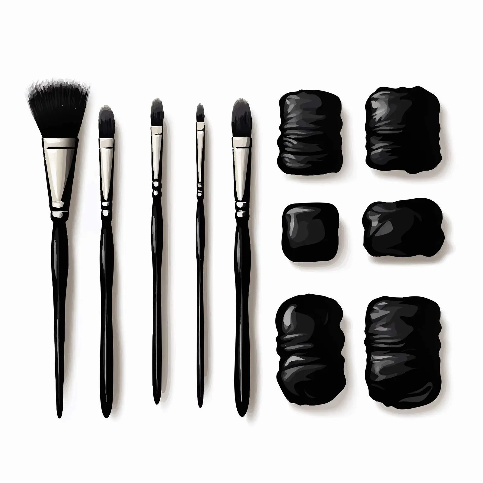 Black Paint Polish Varnish Brush Shapes Set — free download from Dotvec