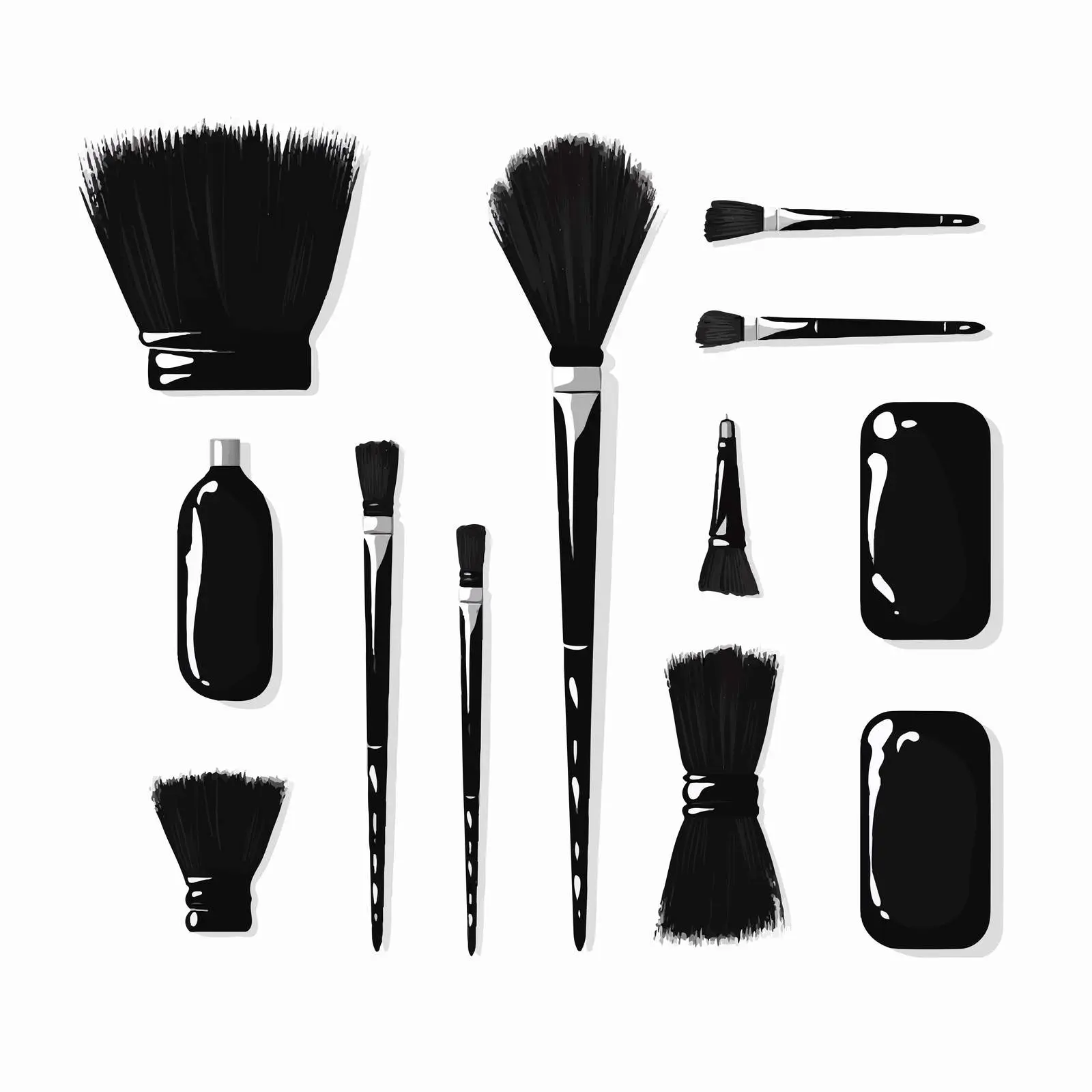 Black Paint Polish Varnish Brush Shapes Set – free vector set image from Dotvec