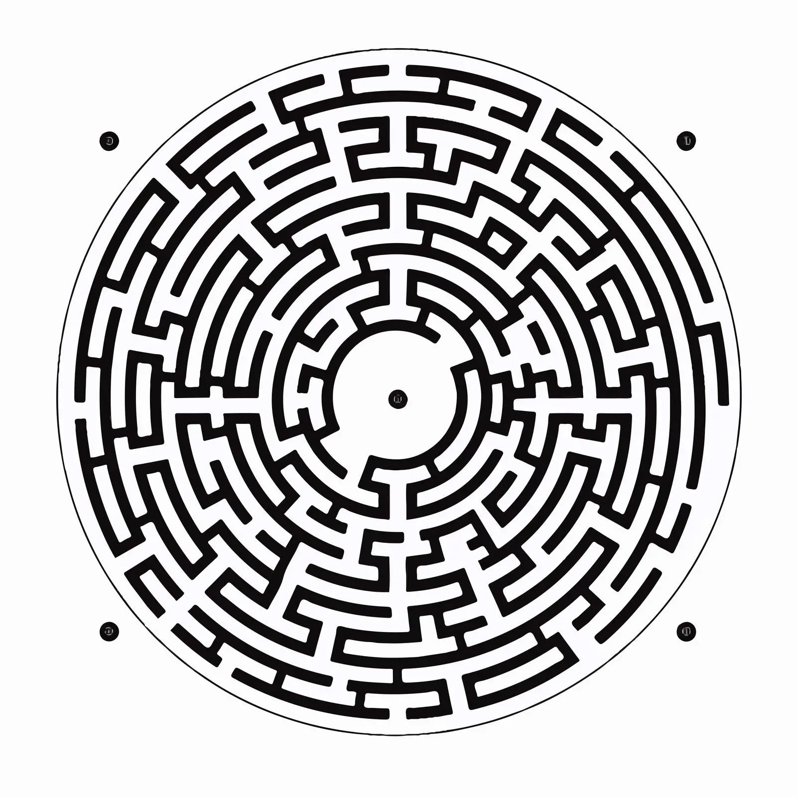 Fun Black Round Maze for Kids — free download from Dotvec