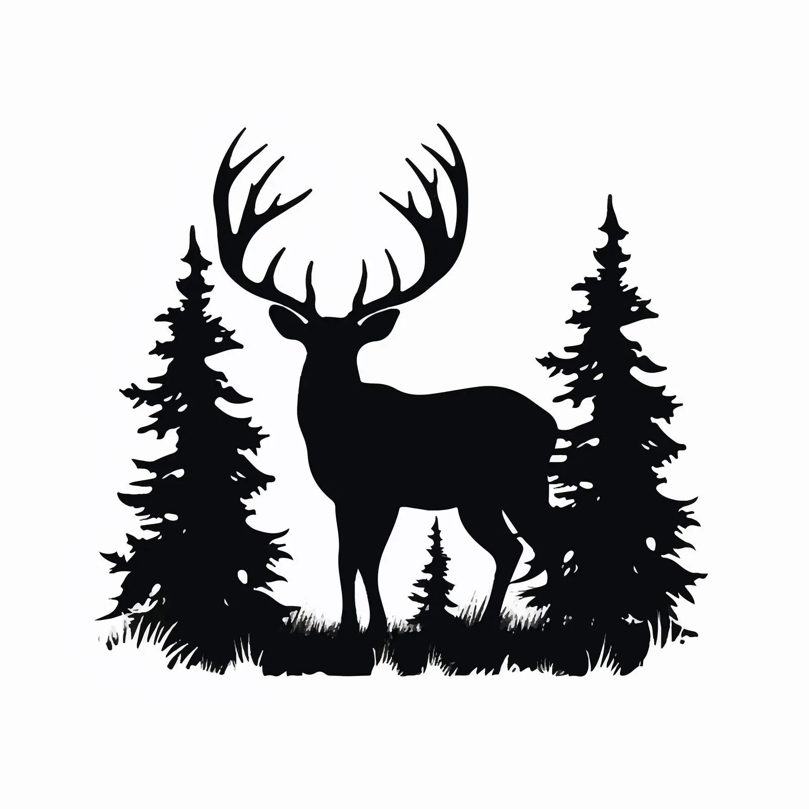 Black Forest Silhouettes with Deer and Trees — free download from Dotvec