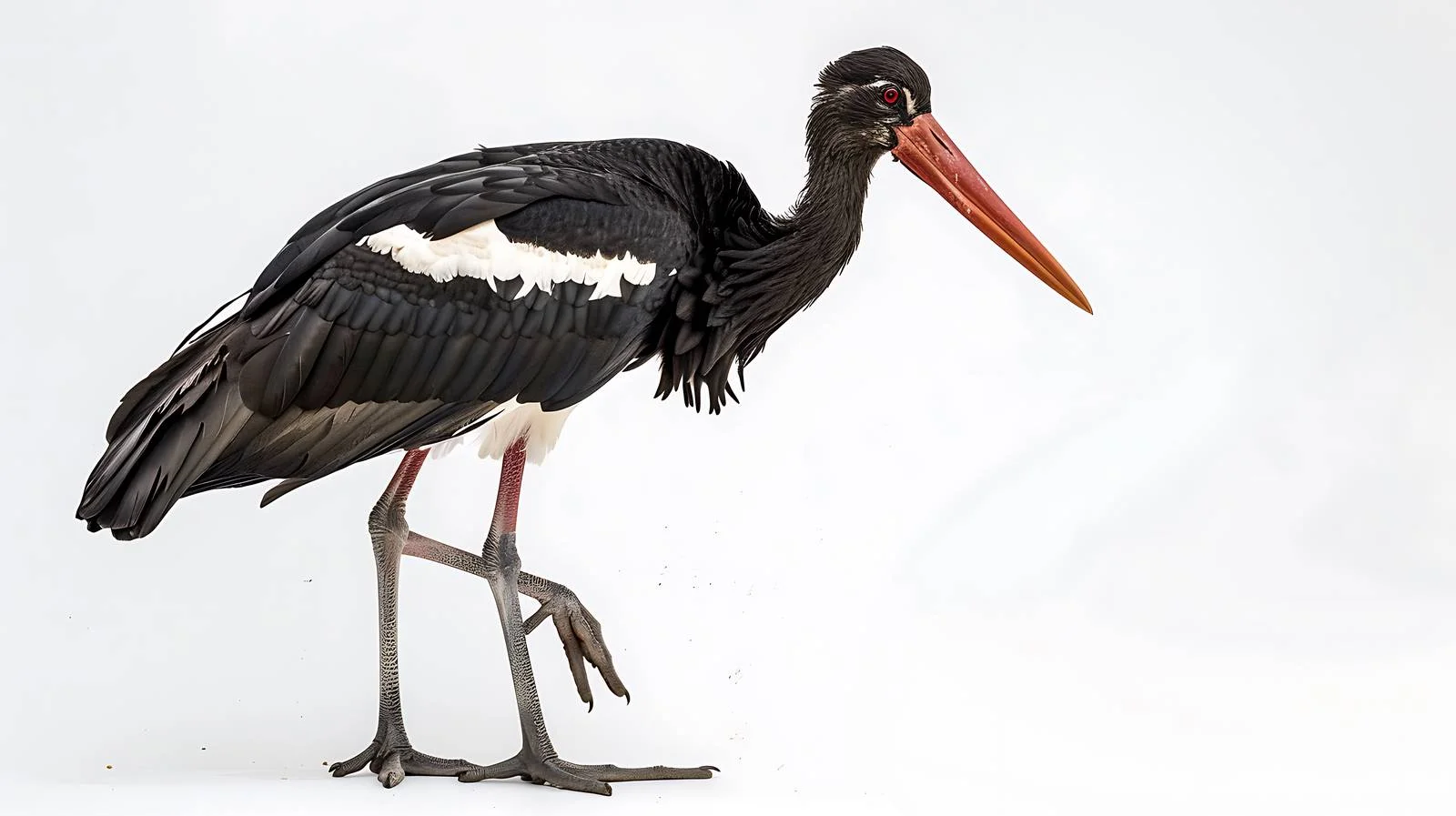 Majestic Black Stork on White Background — free download from Dotvec