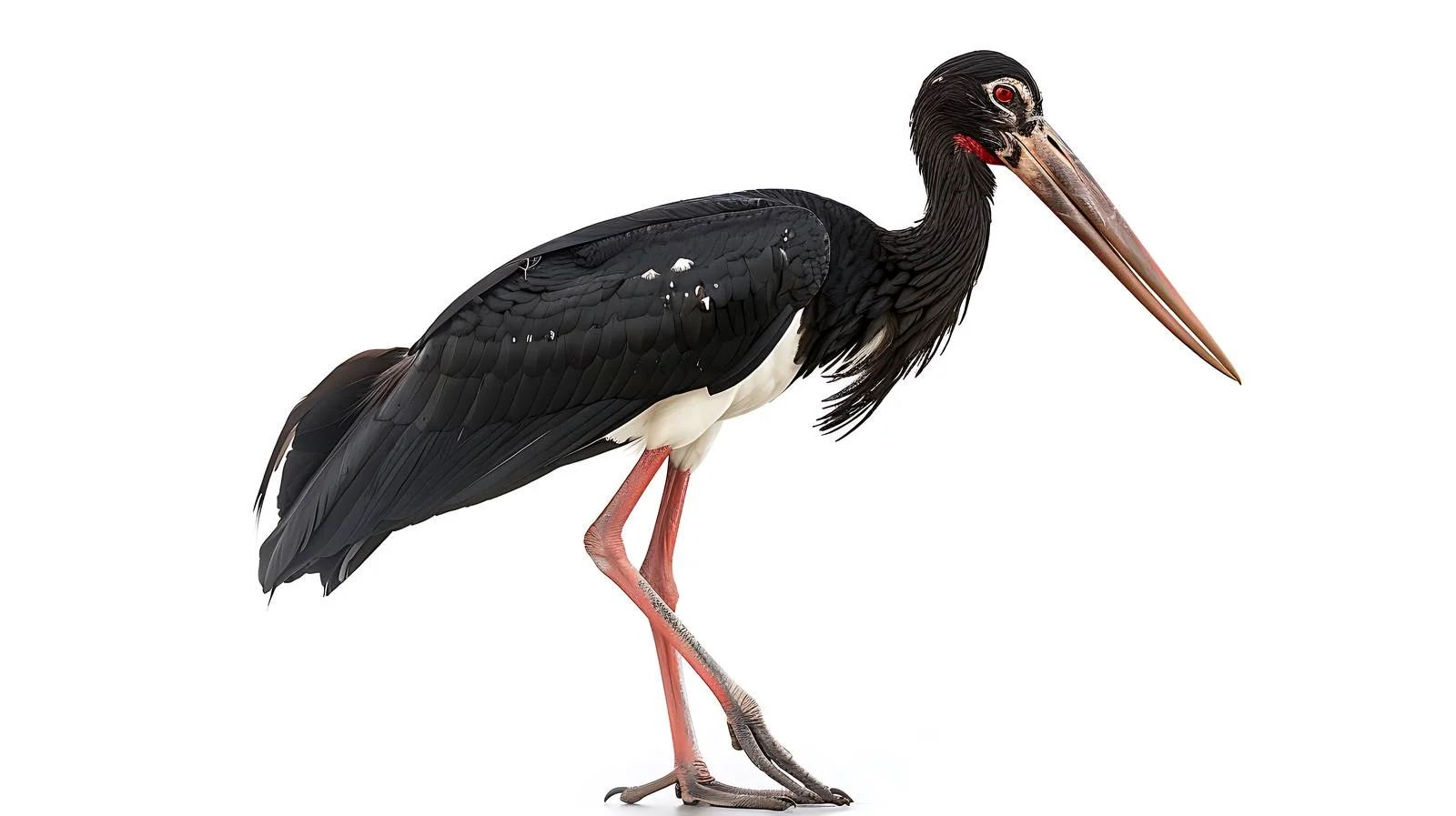 Elegant Black Stork on White Background — free download from Dotvec