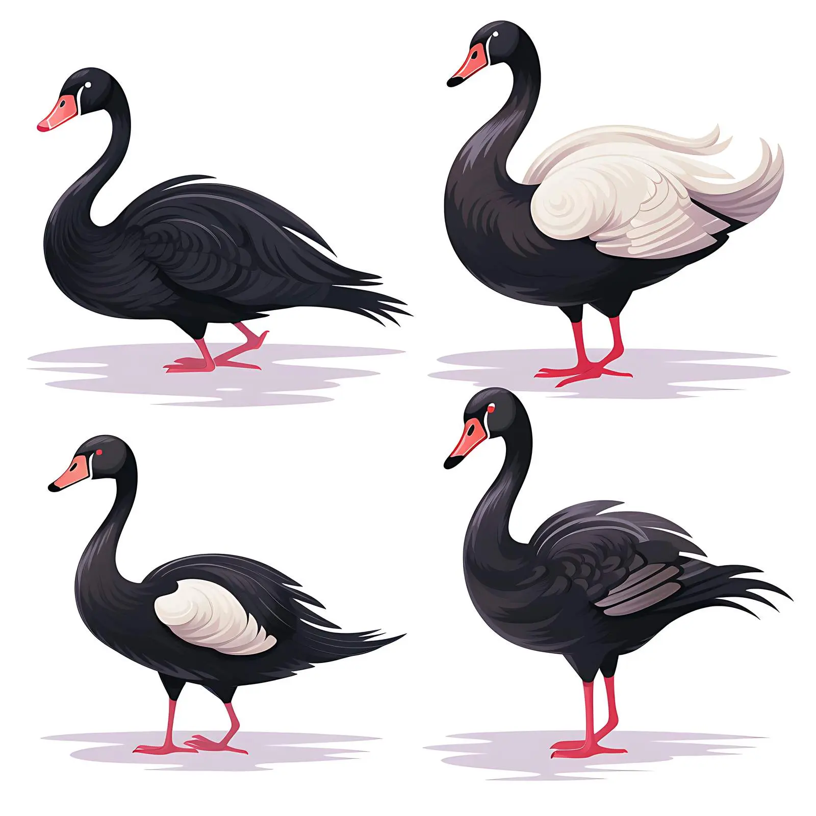 Black Swan Birds on White Background — free download from Dotvec