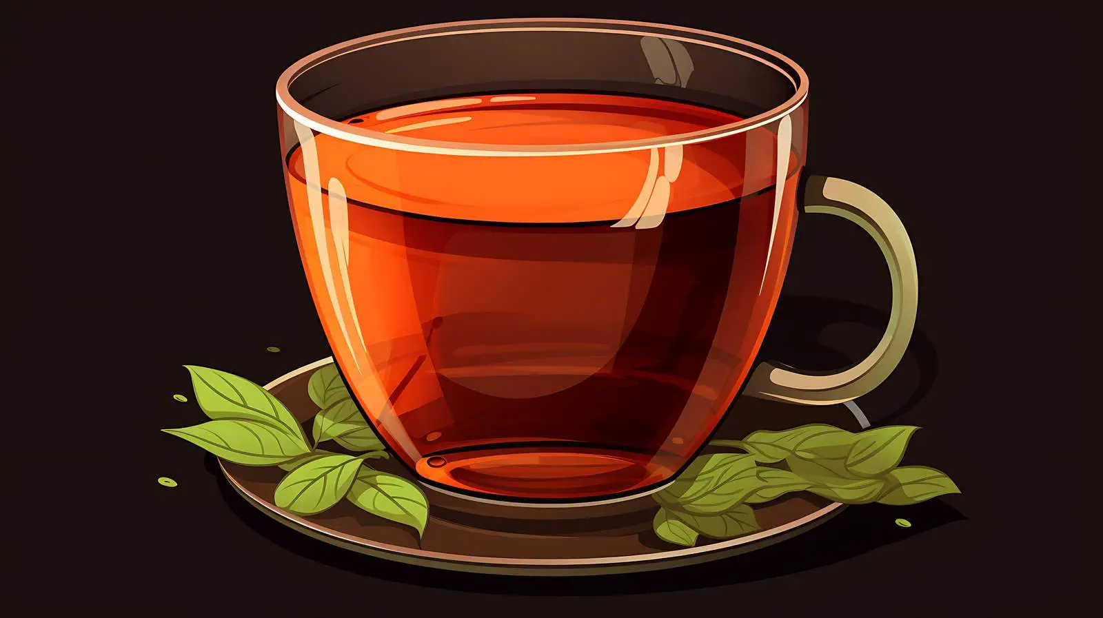 Cartoon Black Tea in Glass Mug — free download from Dotvec