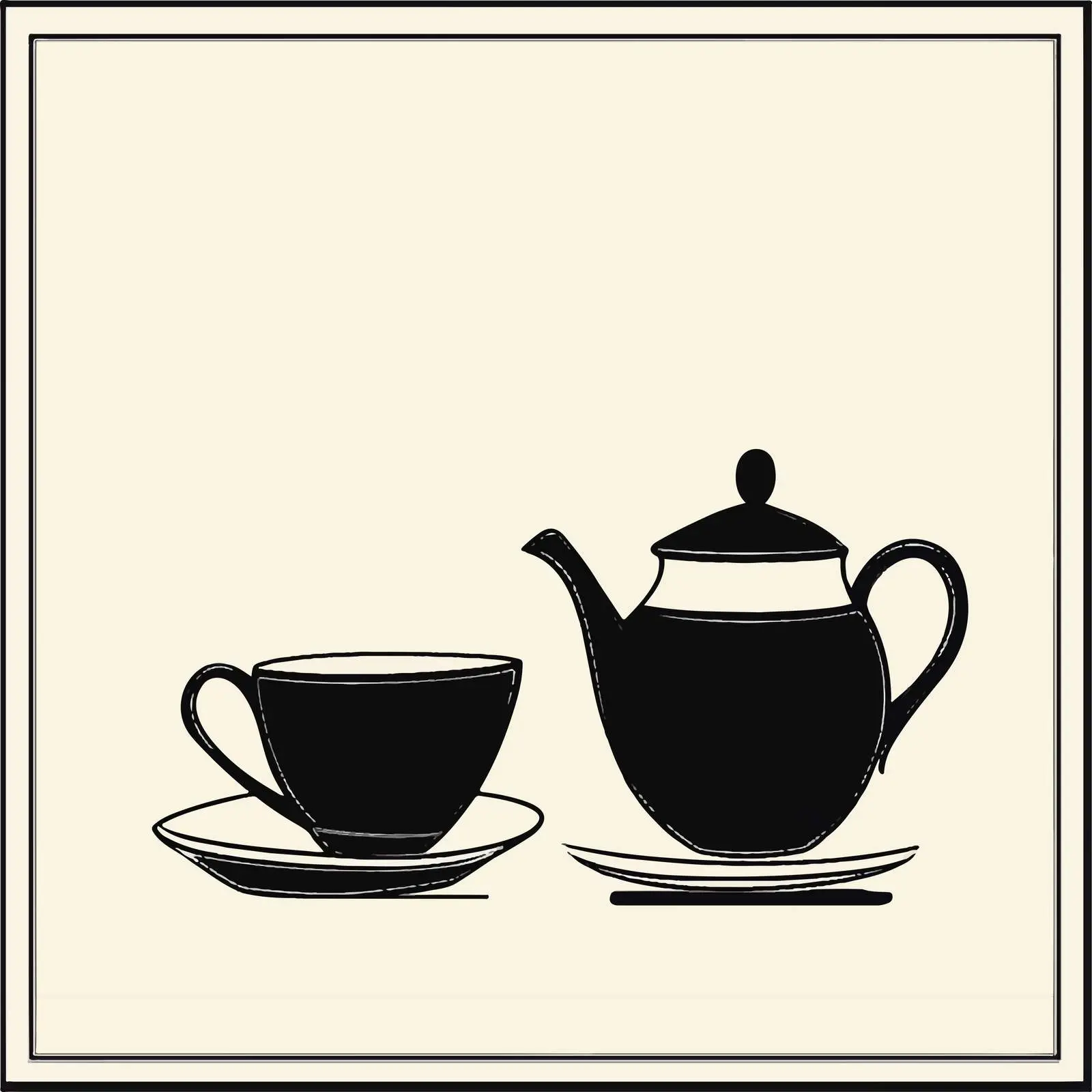 Elegant Black Teapot and Cup Vector — free download from Dotvec