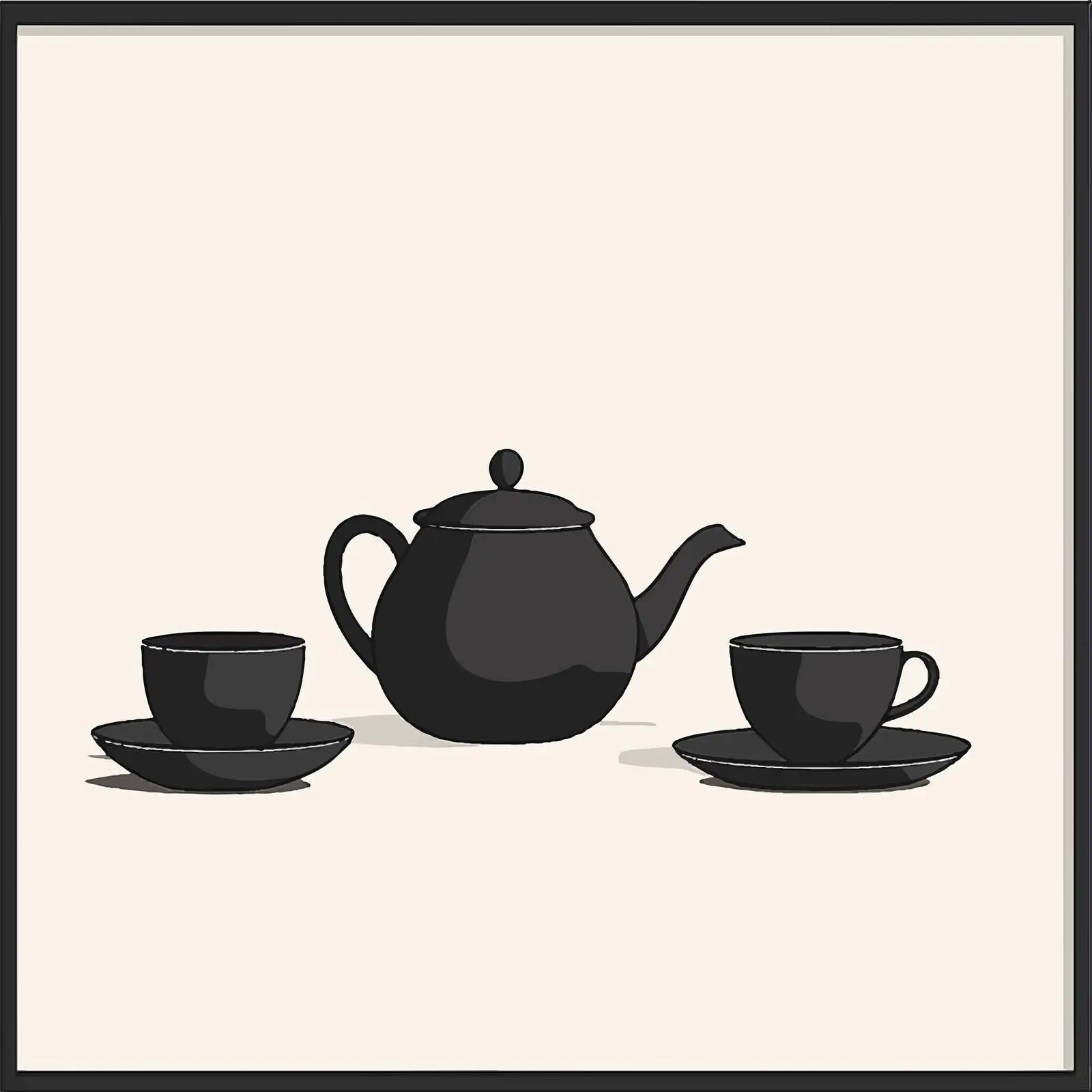 Elegant Black Teapot and Cup Arrangement — free download from Dotvec