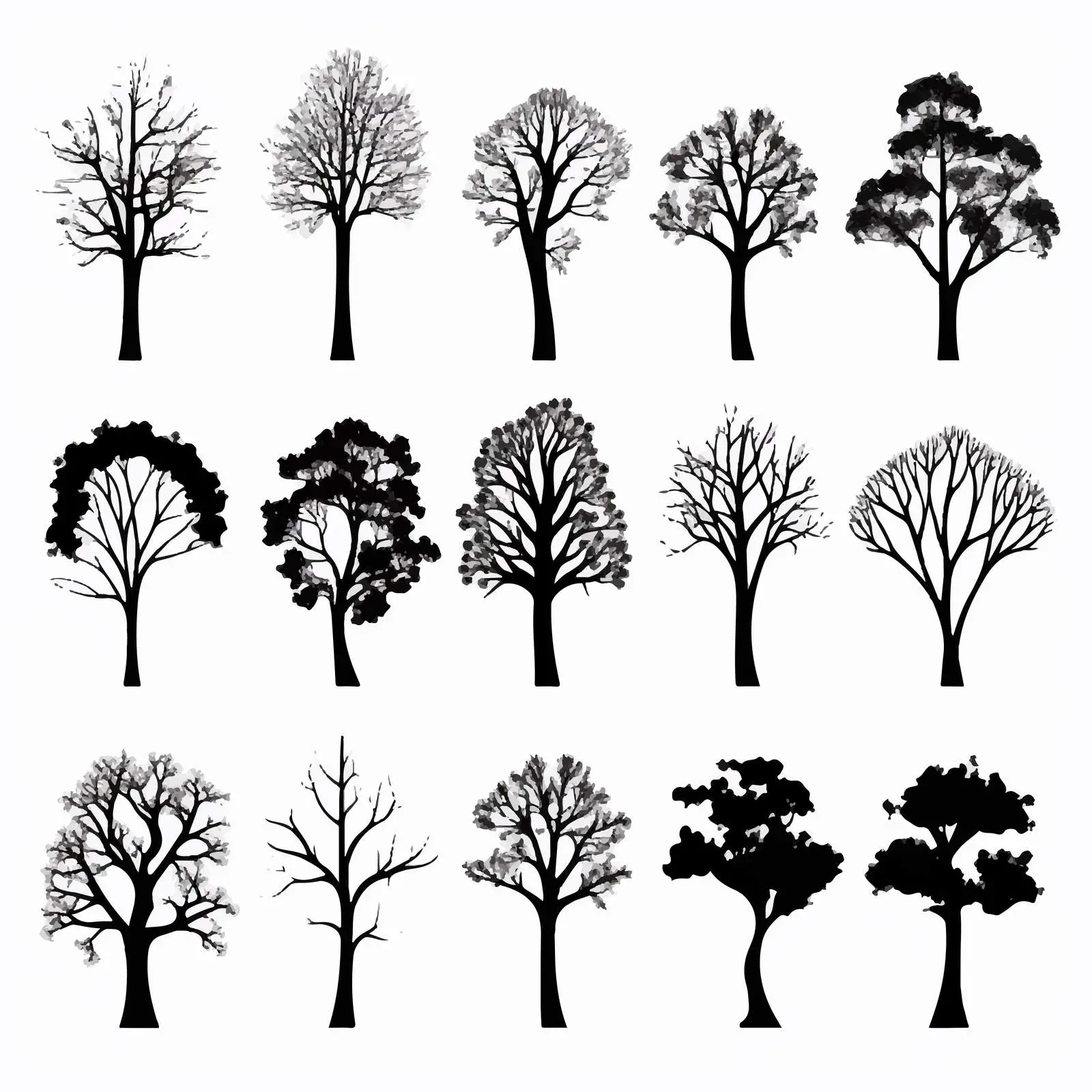 Black Tree Crowns Silhouettes Vector Illustration — free download from Dotvec