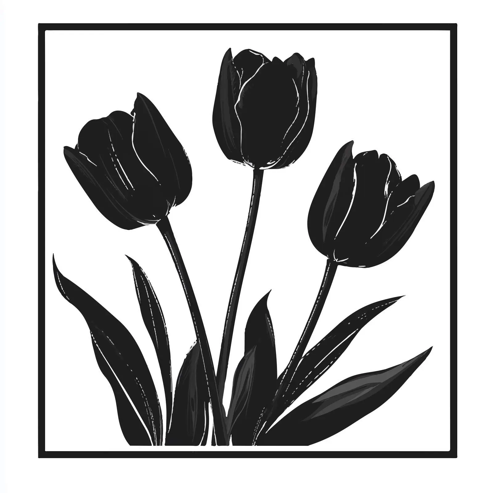 Black Tulips Vector Illustration — free download from Dotvec