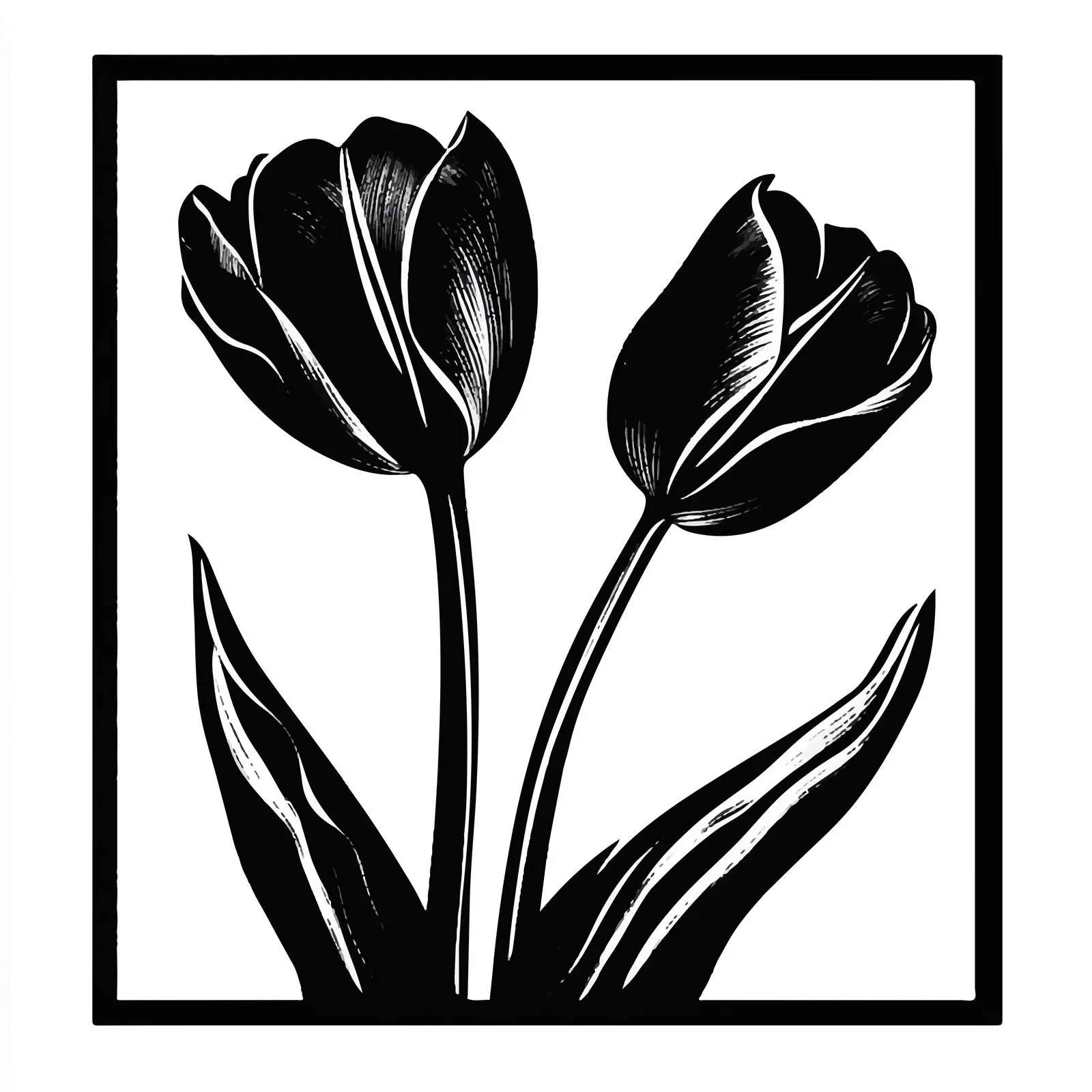 Black Tulips on White Background — free download from Dotvec