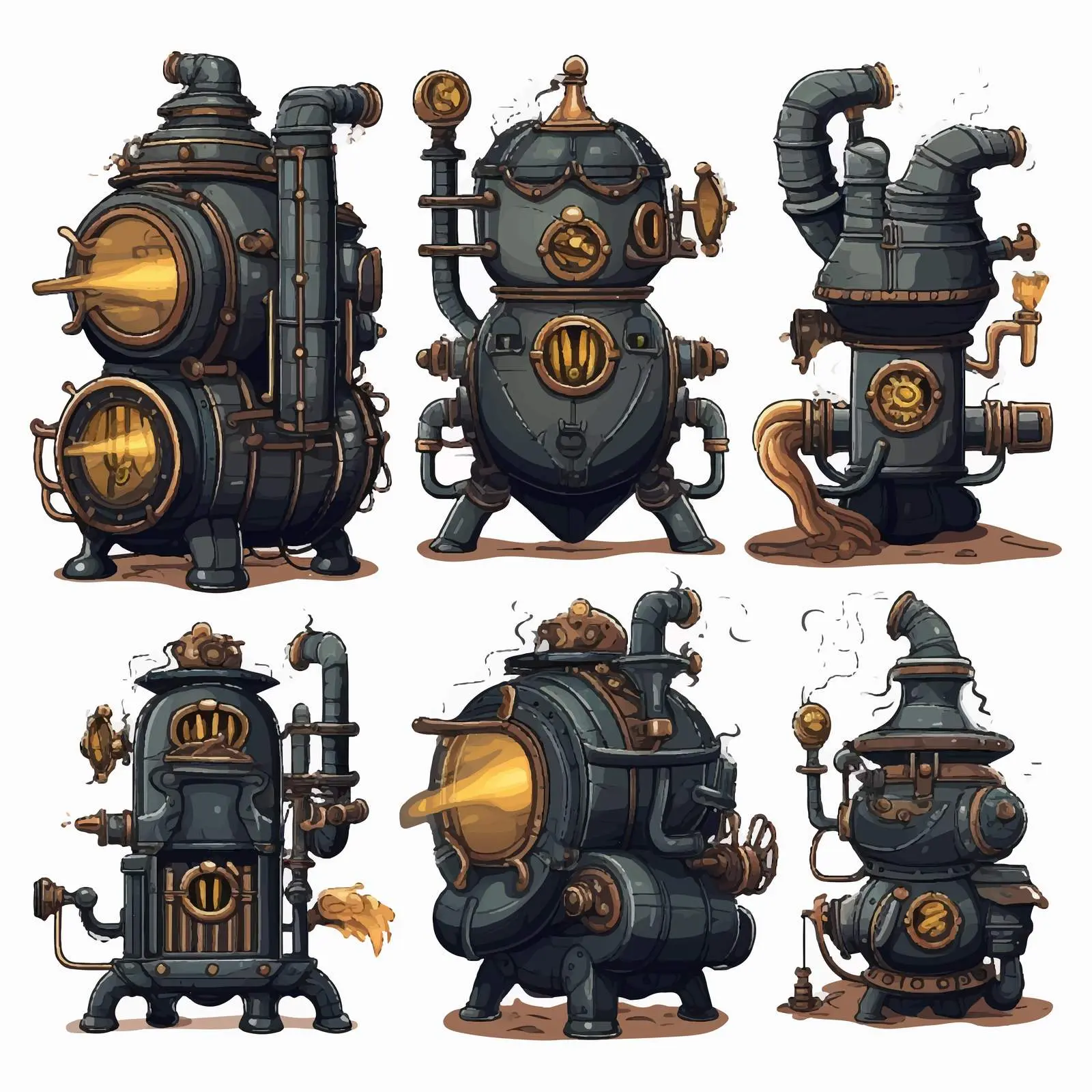 Black Wizard Boiler Big Set Cartoon Vectors – free potion image from Dotvec