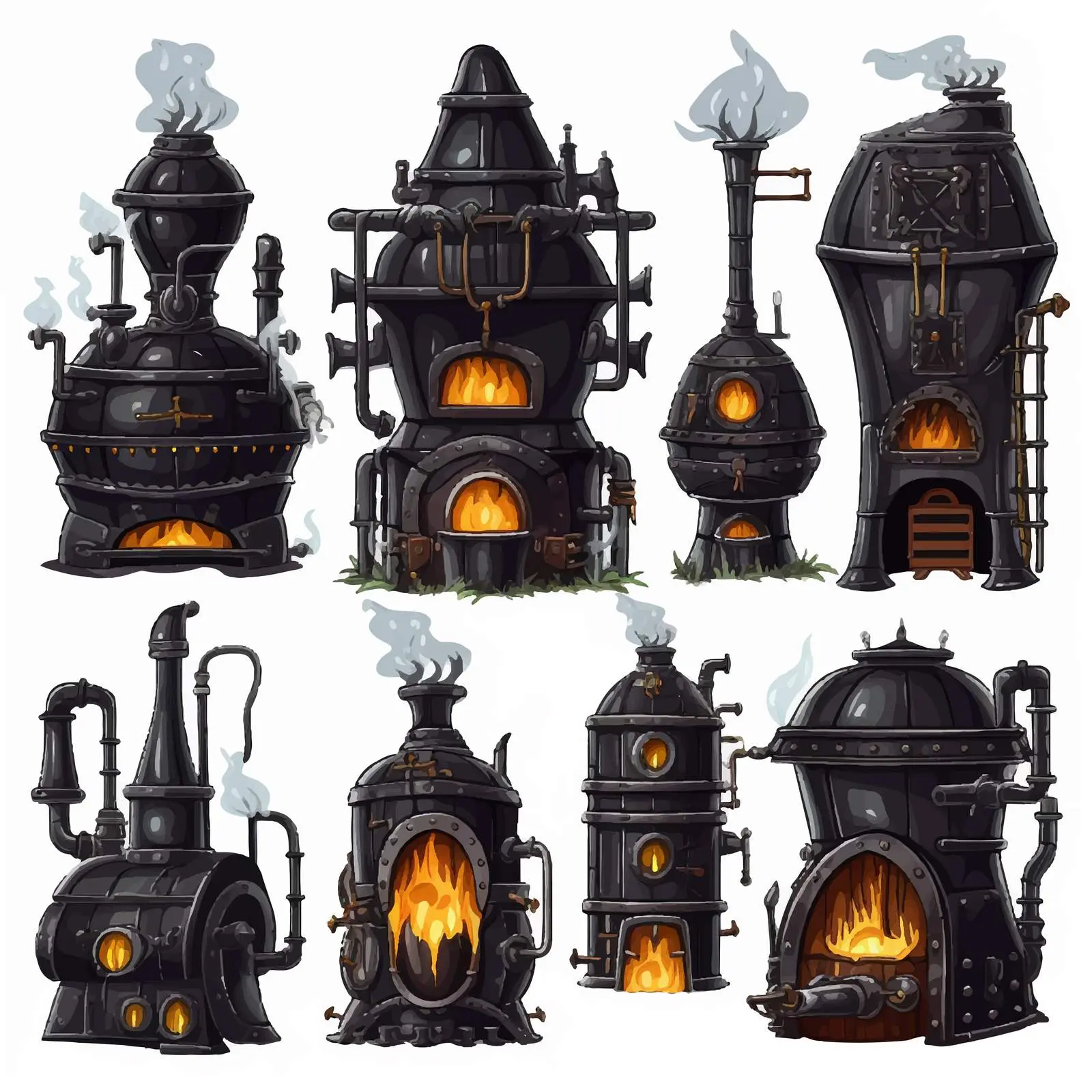 Black Wizard Boiler Set on White Background — free download from Dotvec