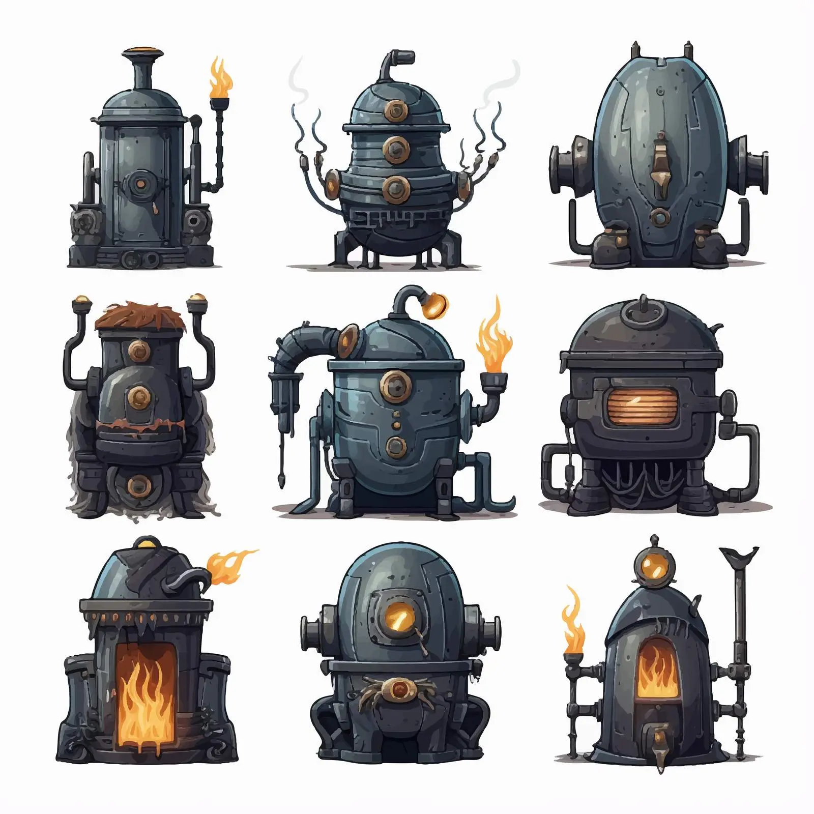 Cartoon Black Wizard Boiler Set on White Background — free download from Dotvec