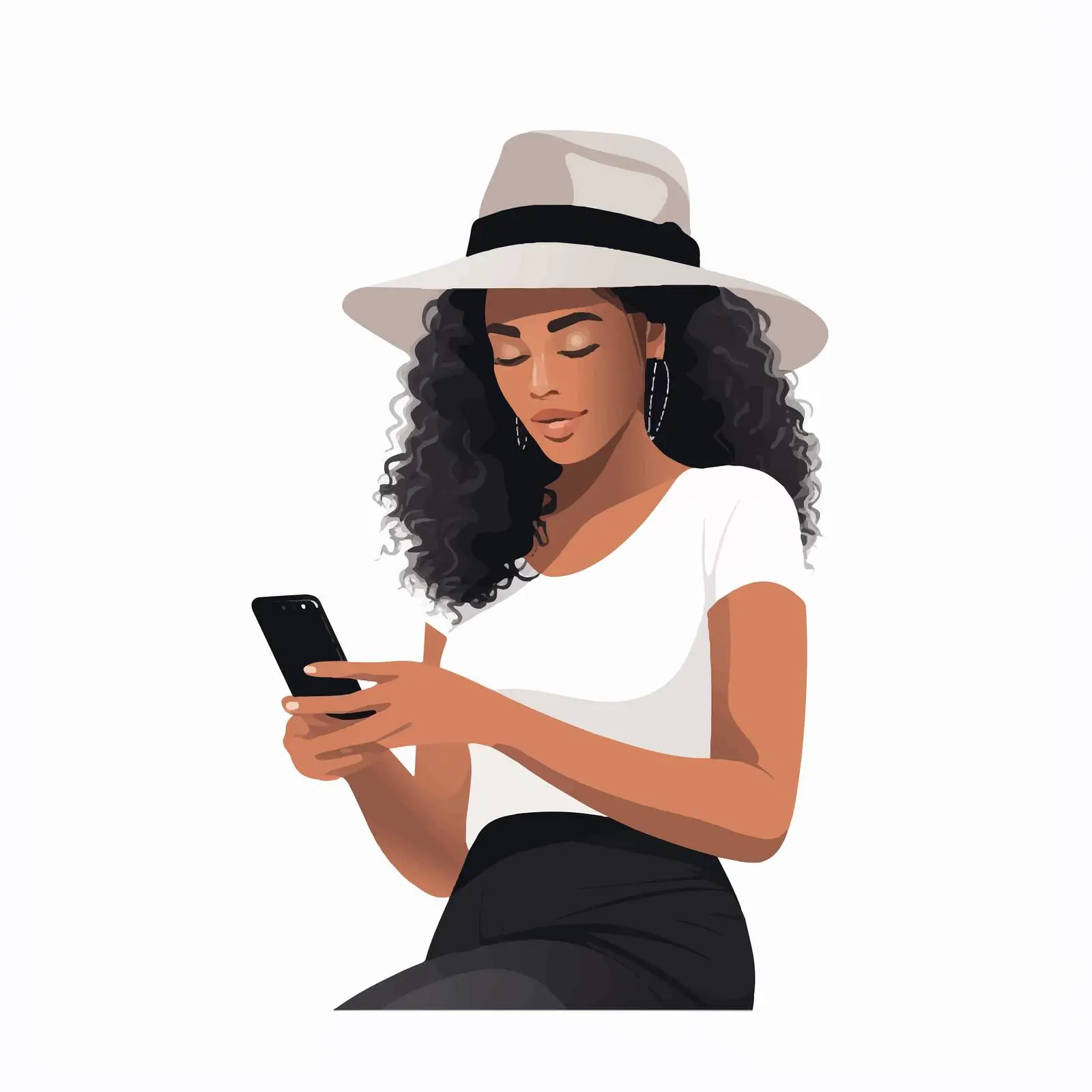 Black Woman Using Smartphone to Read Online — free download from Dotvec