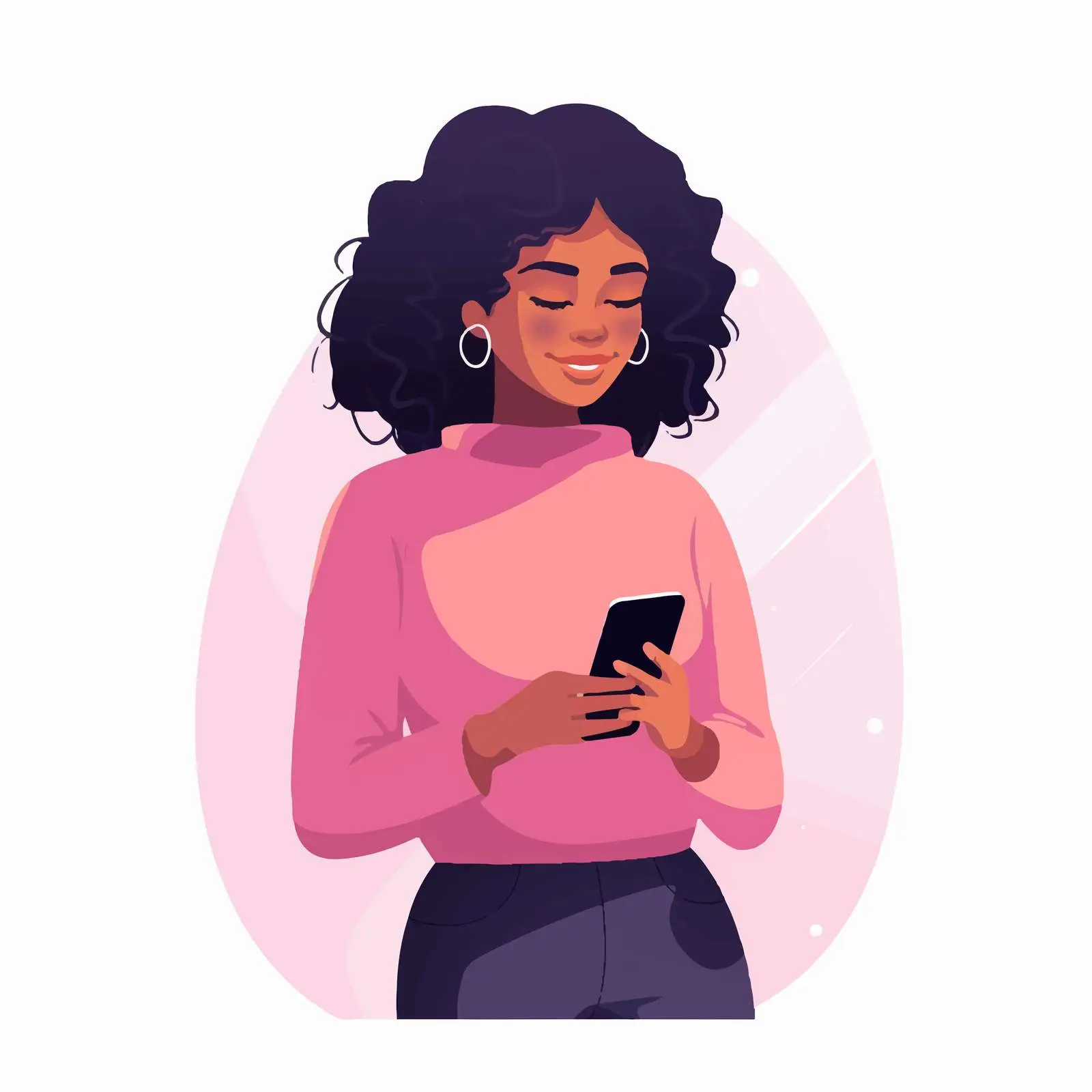 Black Woman Reading on Smartphone — free download from Dotvec