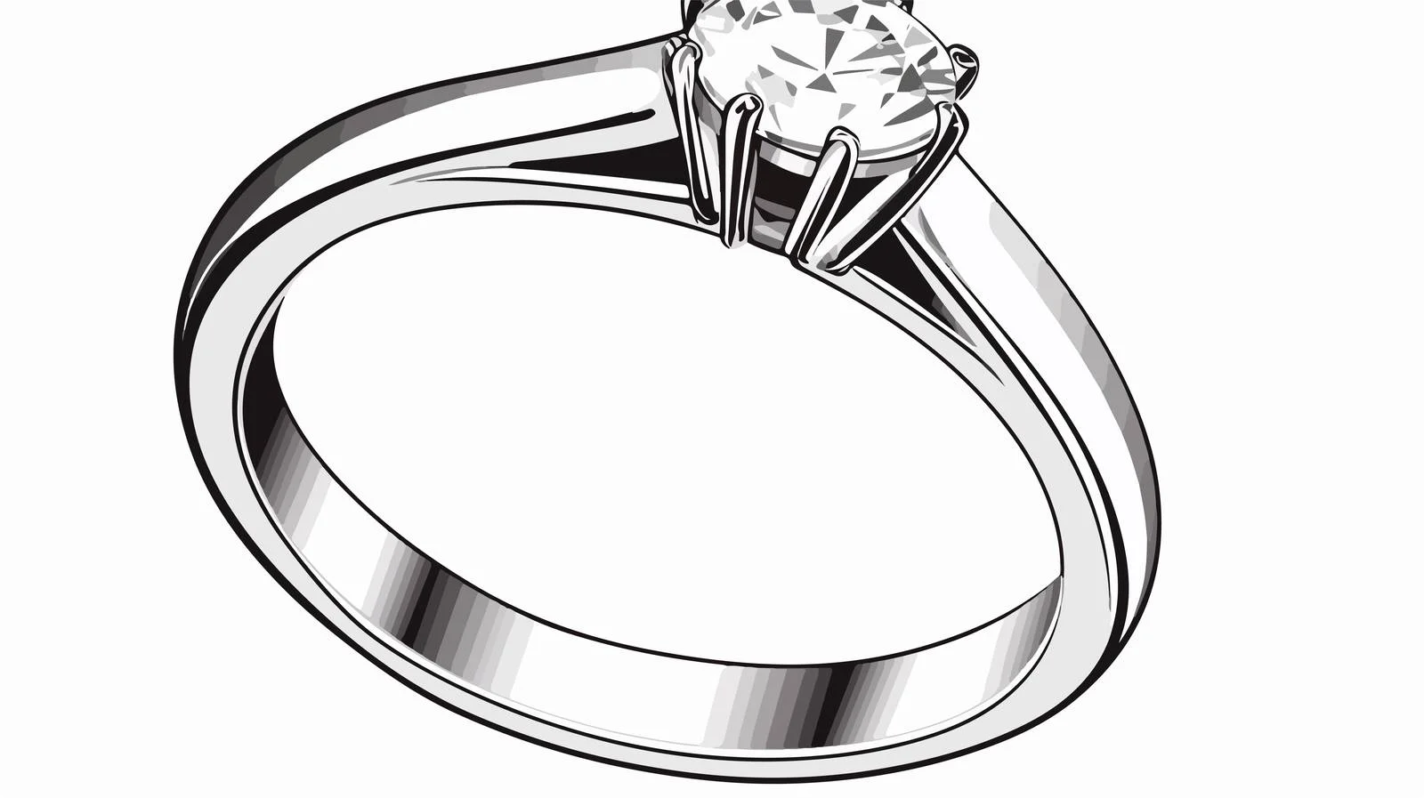 Monochrome Cartoon Engagement Ring Illustration — free download from Dotvec