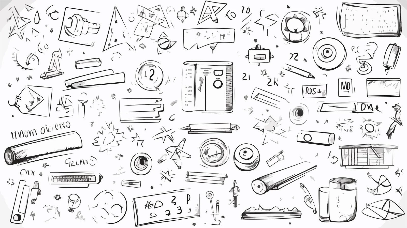 Monochrome Cartoon Math Symbols Illustration — free download from Dotvec