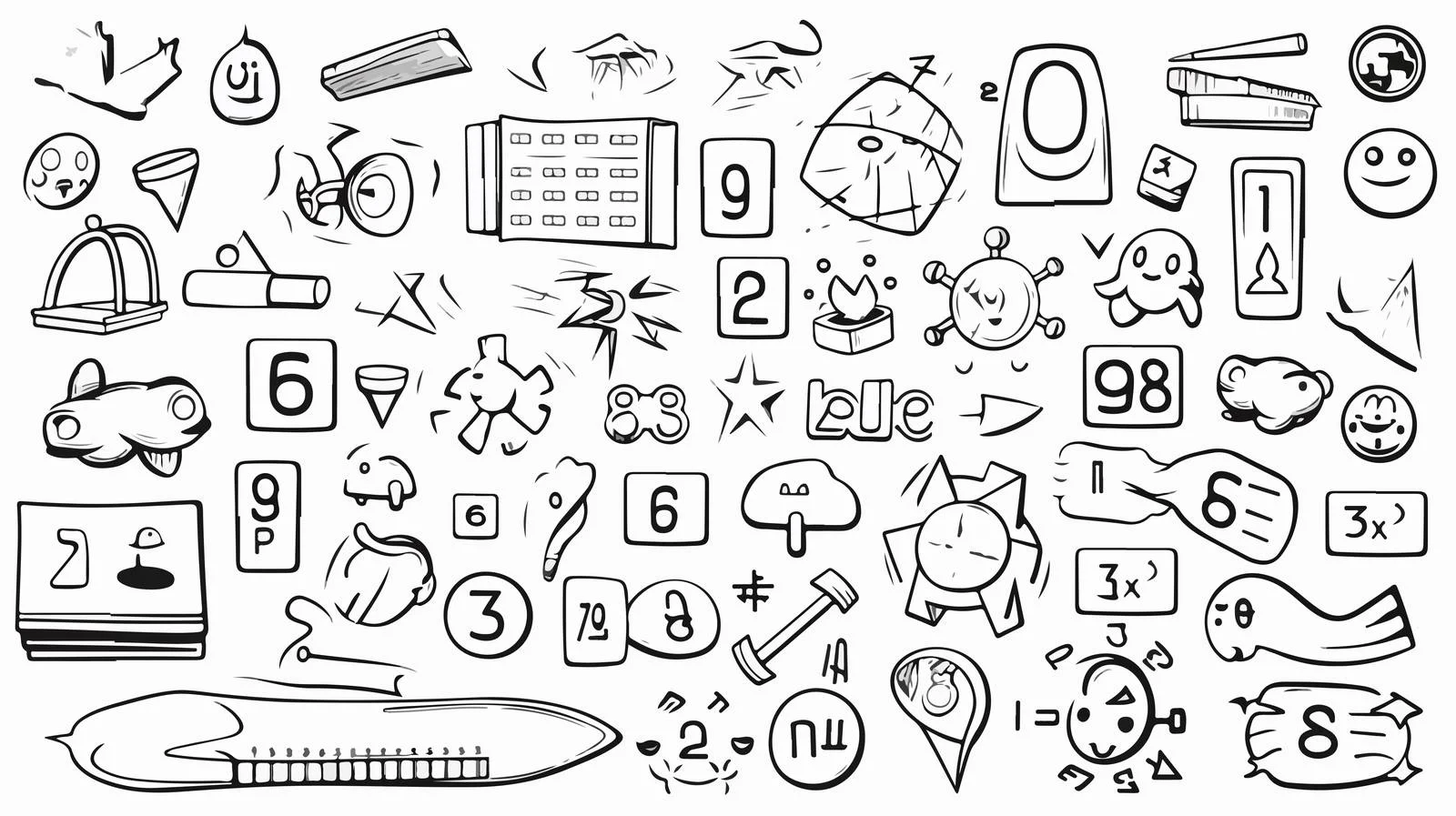 Monochrome Cartoon Math Symbols Illustration — free download from Dotvec