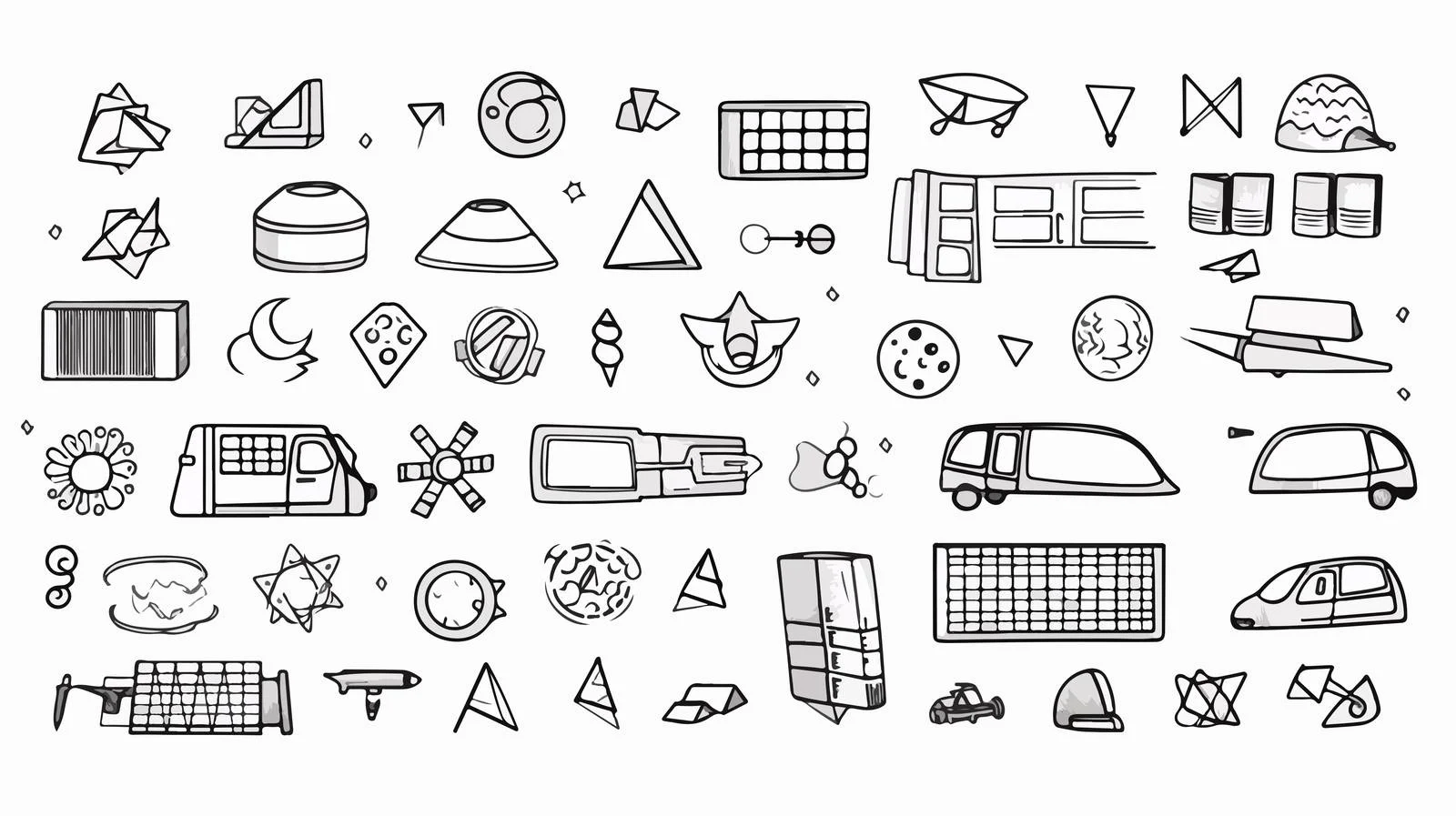 Monochrome Cartoon Math Symbols Illustration — free download from Dotvec