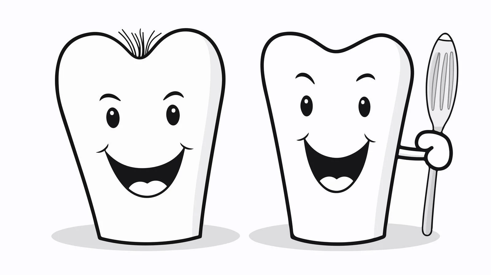 Monochrome Toothbrush Cartoon Illustration — free download from Dotvec