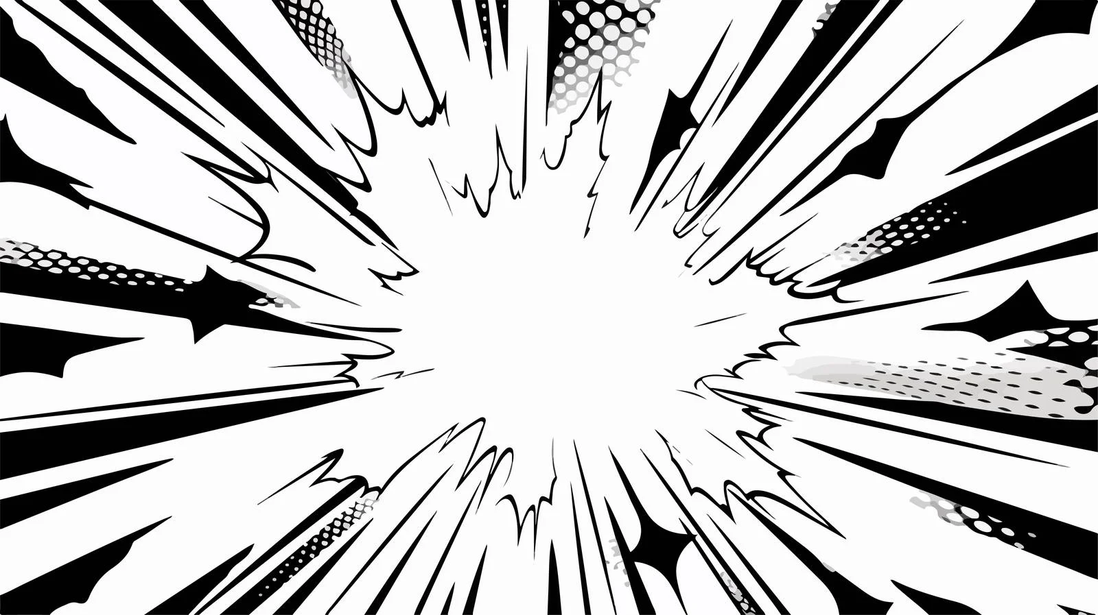 Monochrome Sunburst Comic Background — free download from Dotvec