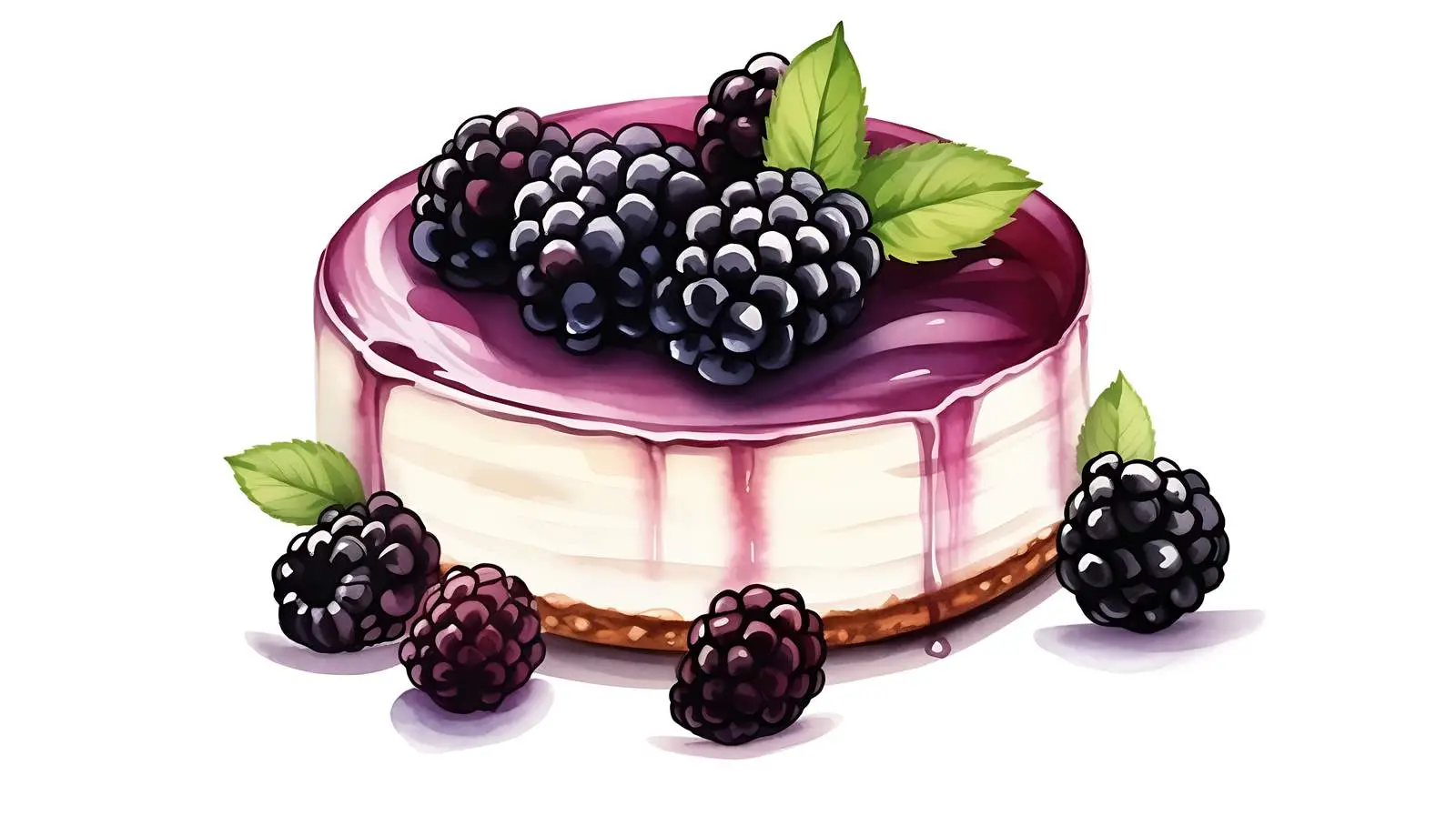 Sumptuous Blackberry Cheesecake on White Background — free download from Dotvec
