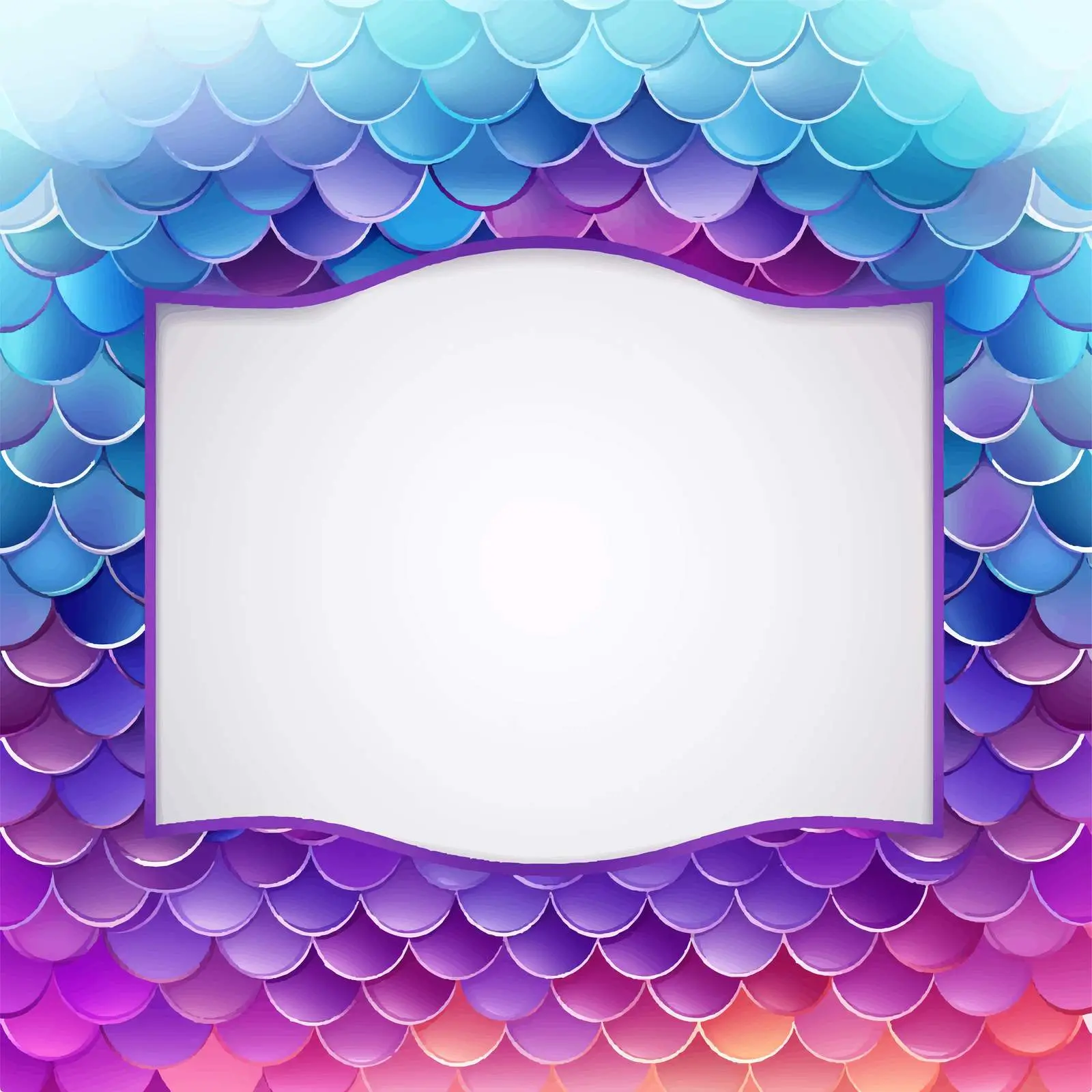Rainbow Framed Banner on Purple Fish Scales — free download from Dotvec