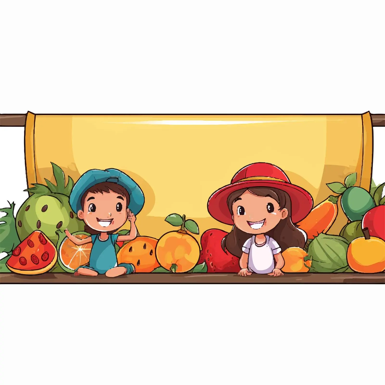 Kids in Fruit Market Illustration Banner — free download from Dotvec
