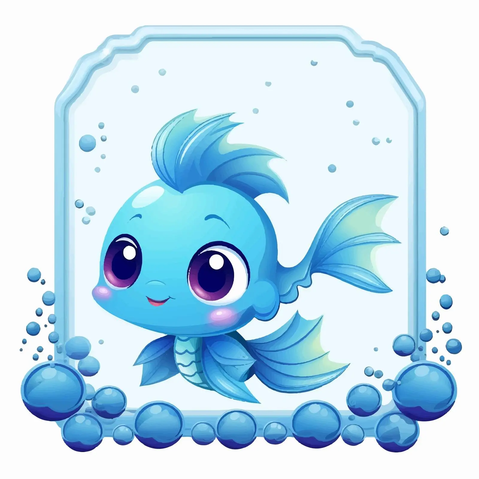 Cute Unicorn Vectors with Blue Fish Scales Frame — free download from Dotvec