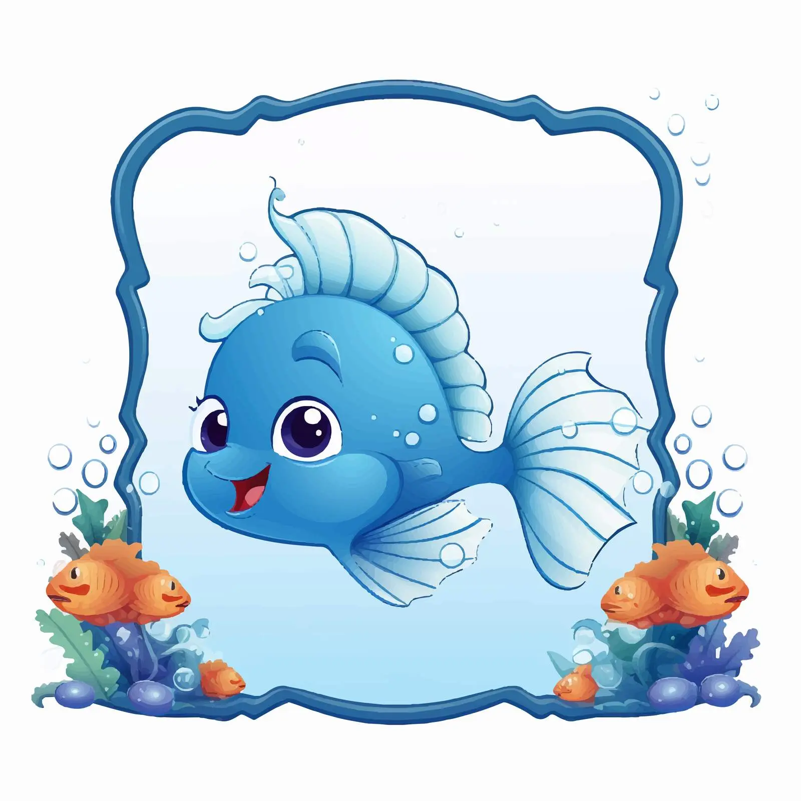 Cute Unicorn in Blue Fish Scales Frame — free download from Dotvec