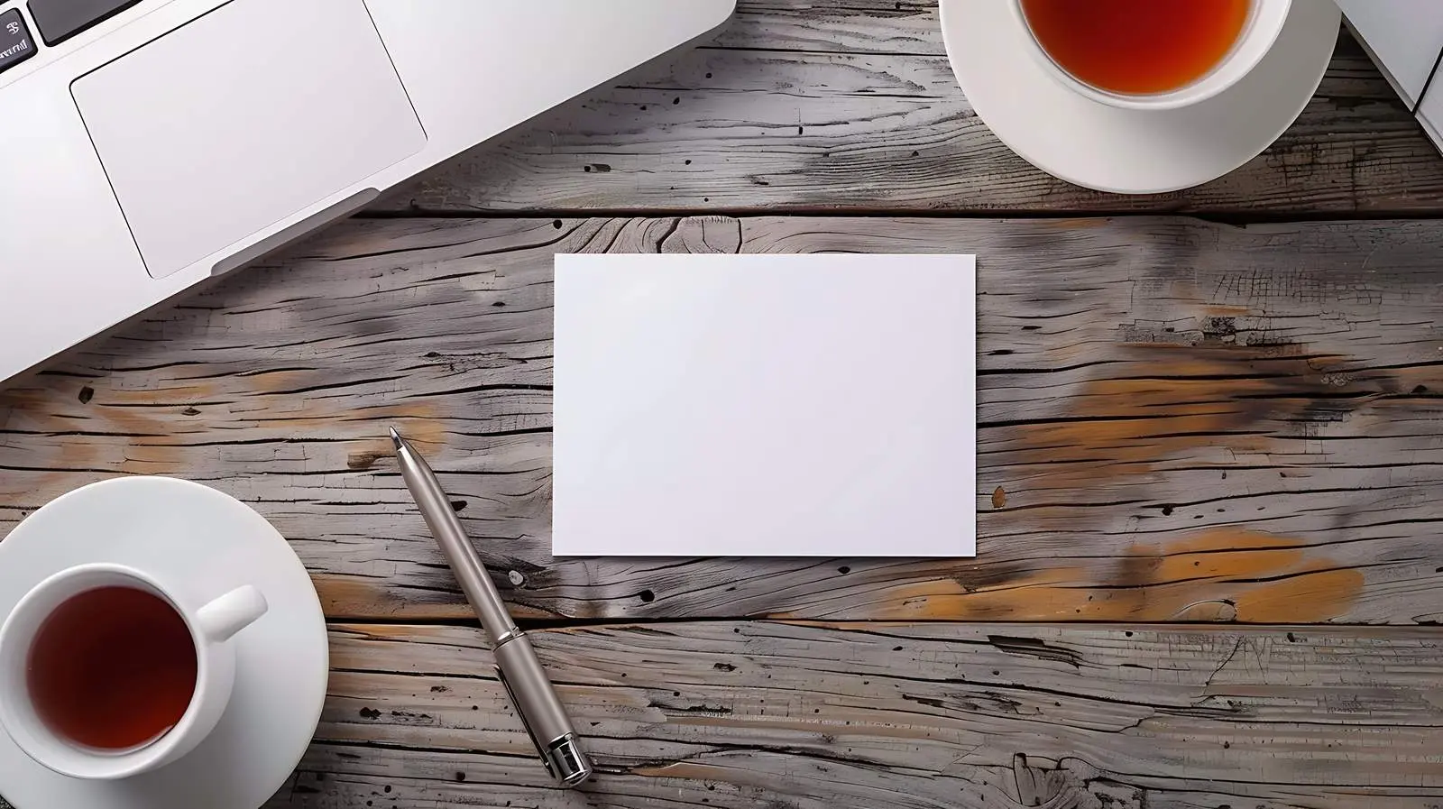 Blank Business Cards with Pen and Laptop Setup – free work culture image from Dotvec