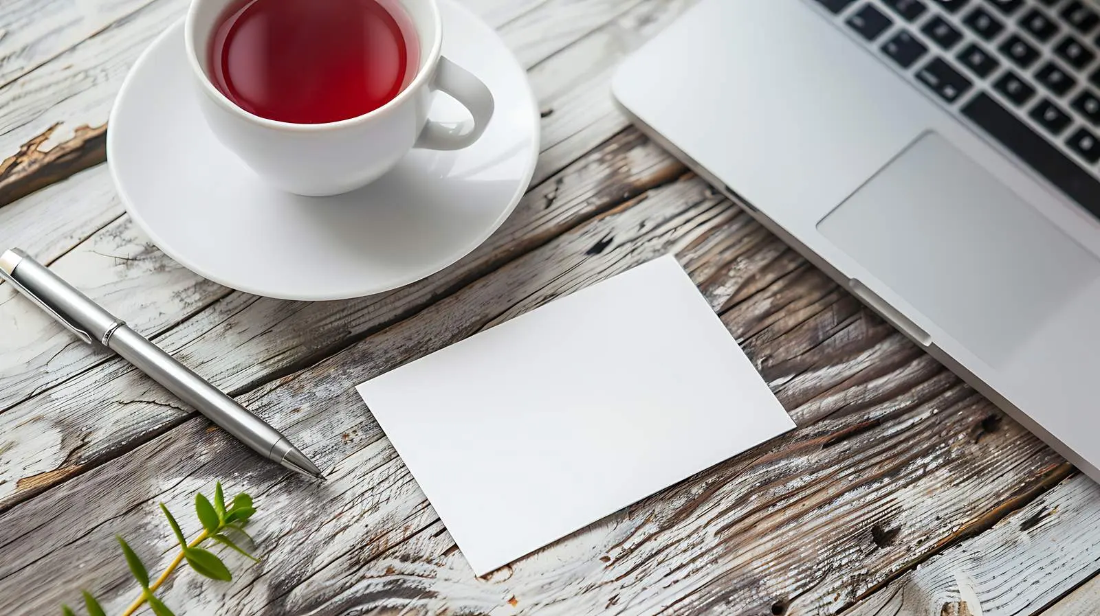 Blank Business Cards with Pen and Laptop — free download from Dotvec