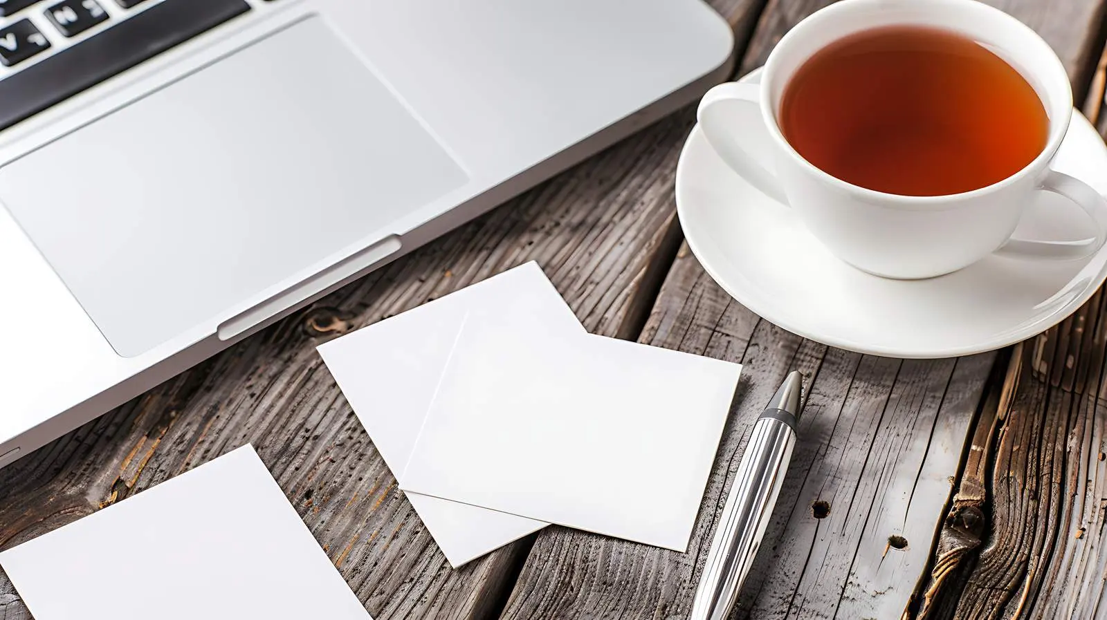 Blank Business Cards on Wooden Table with Accessories – free startup image from Dotvec