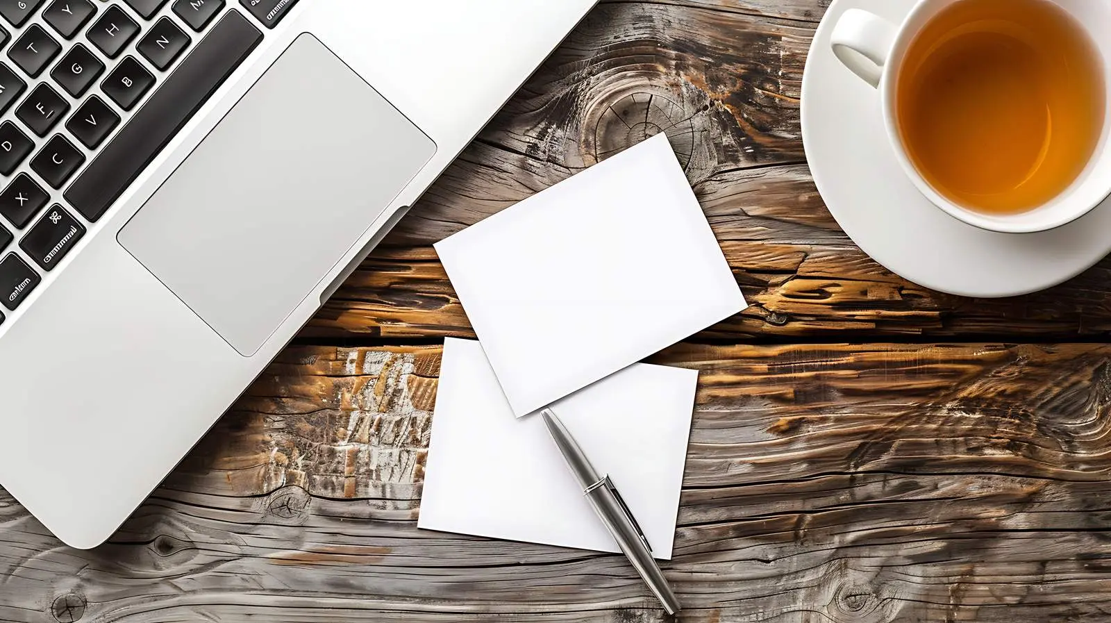 Blank Business Cards on Wooden Table with Accessories — free download from Dotvec