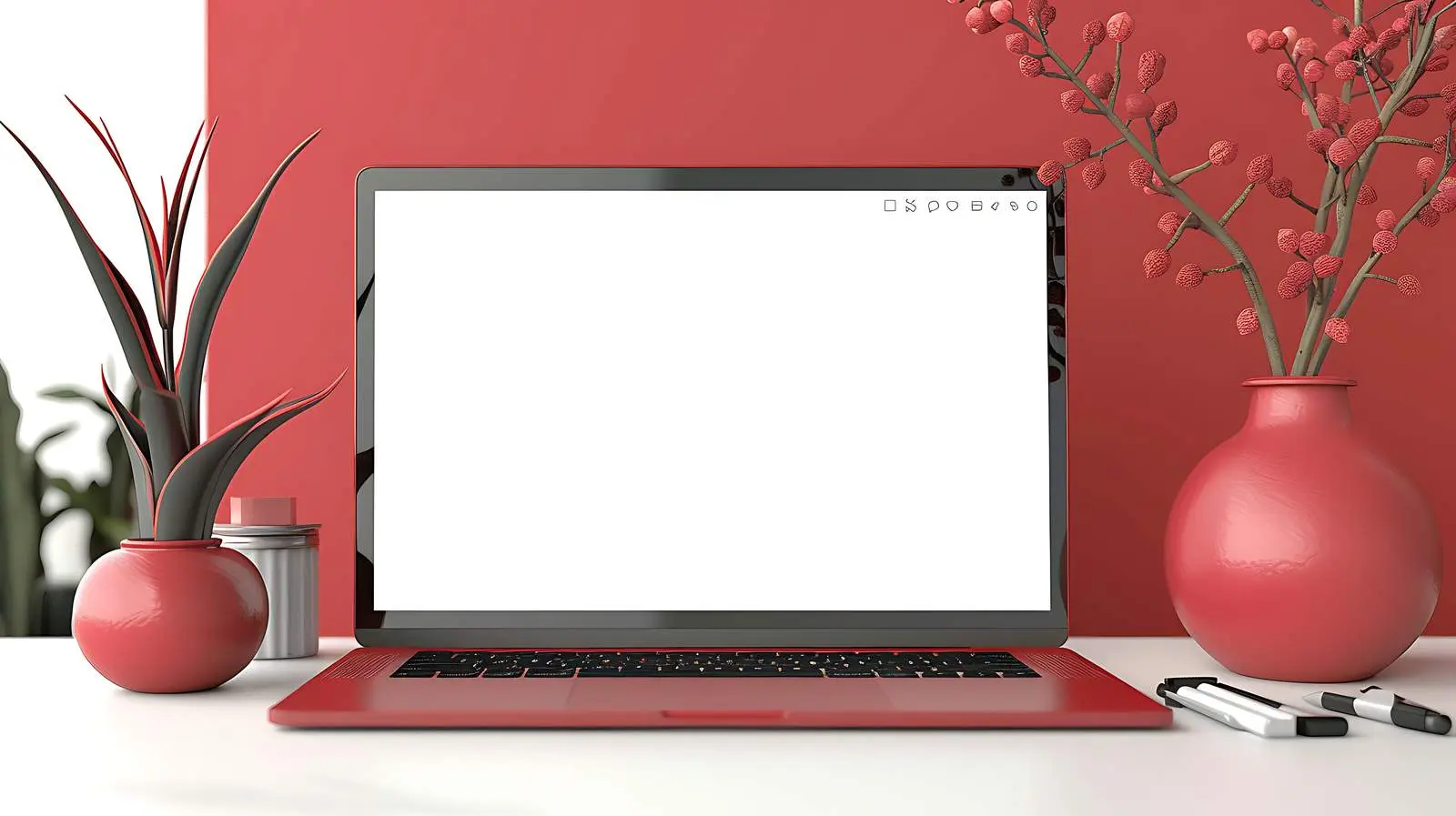 Elegant Red Laptop Screen with Clipping Path — free download from Dotvec
