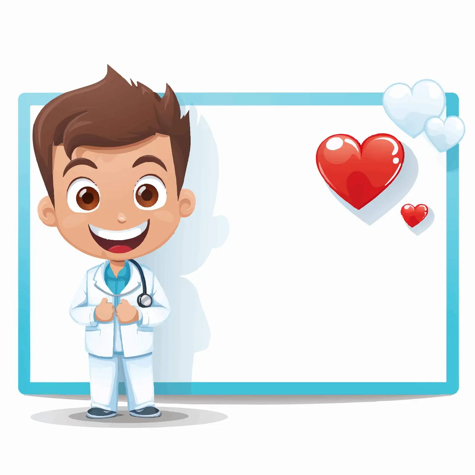 Doctor Cartoon with Heart Emoticon Banner — free download from Dotvec
