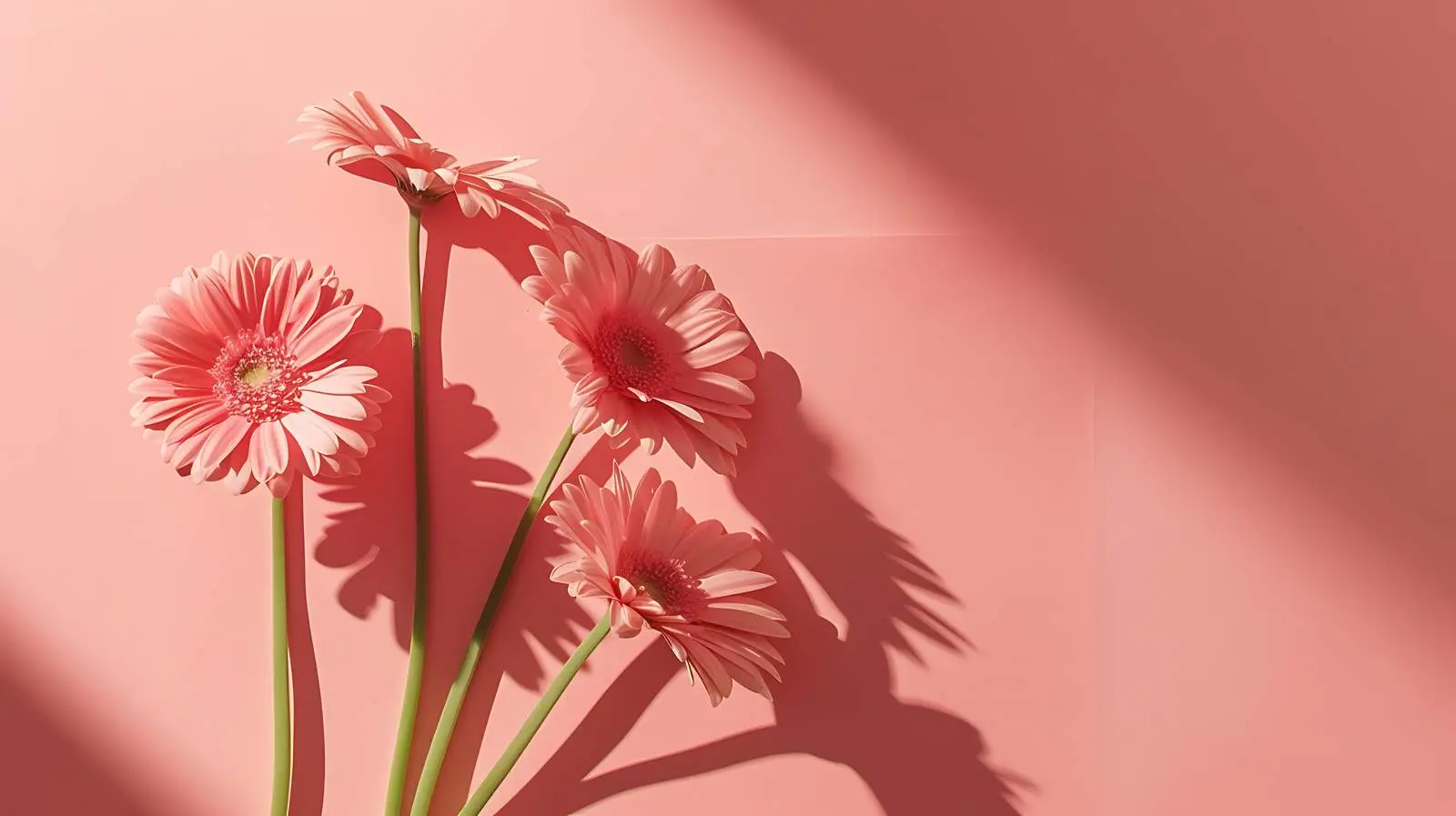 Pink Gerber Flowers on Salmon Card Sheet – free stylish card image from Dotvec