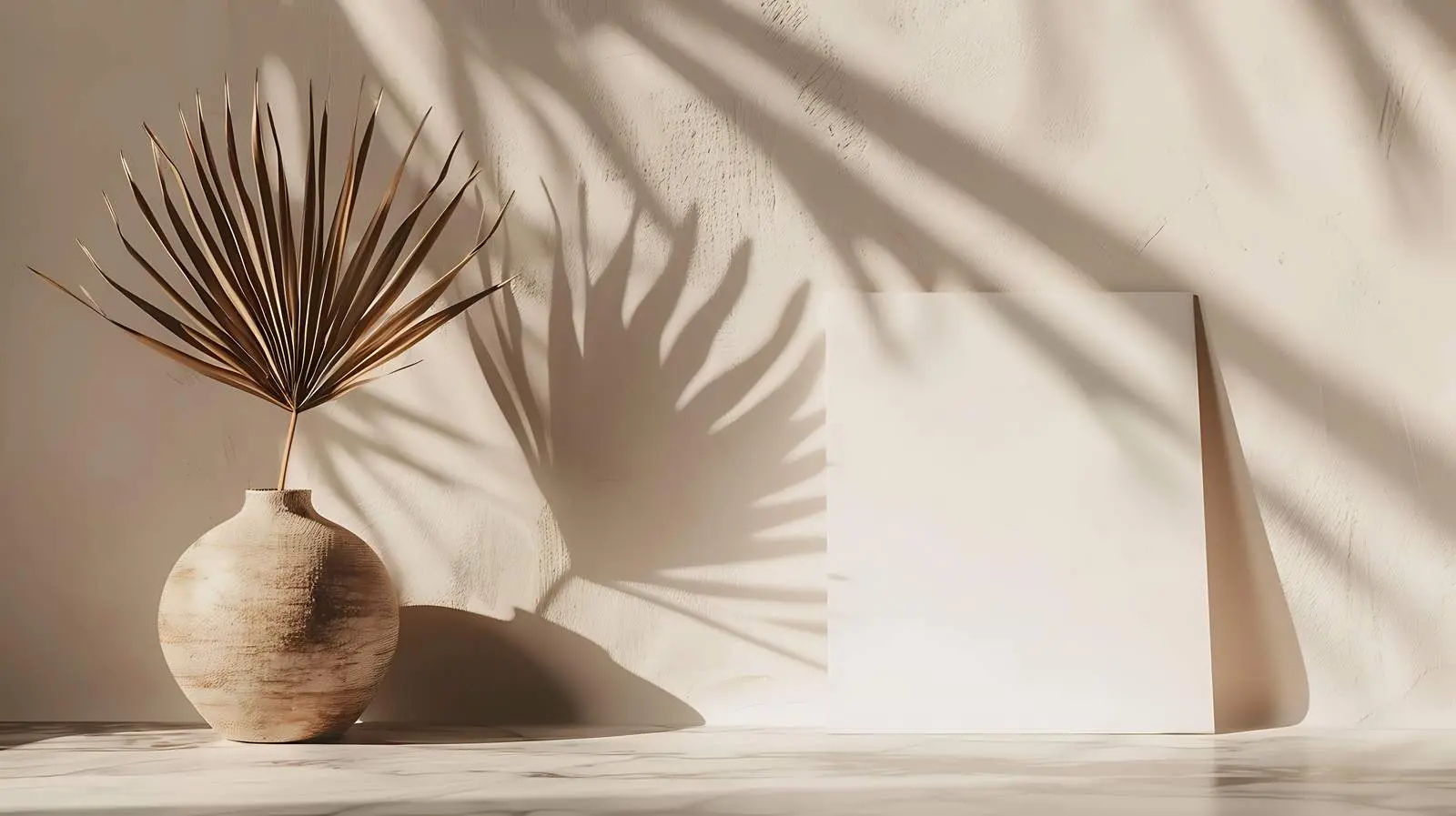 Blank Card Sheet with Dried Palm Leaf – free customizable design image from Dotvec