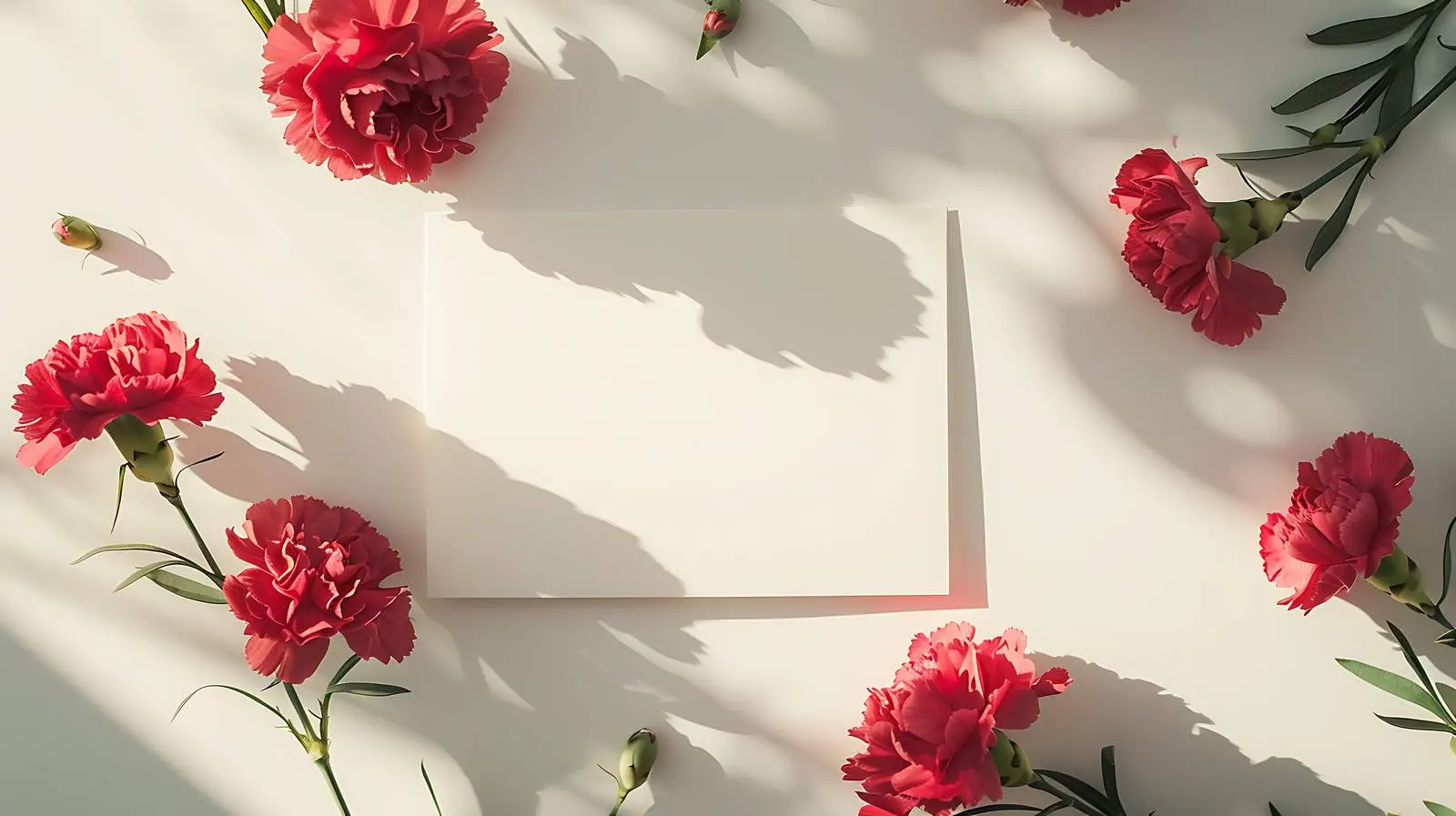 Blank Card with Carnation Flowers on Table – free personalized card image from Dotvec